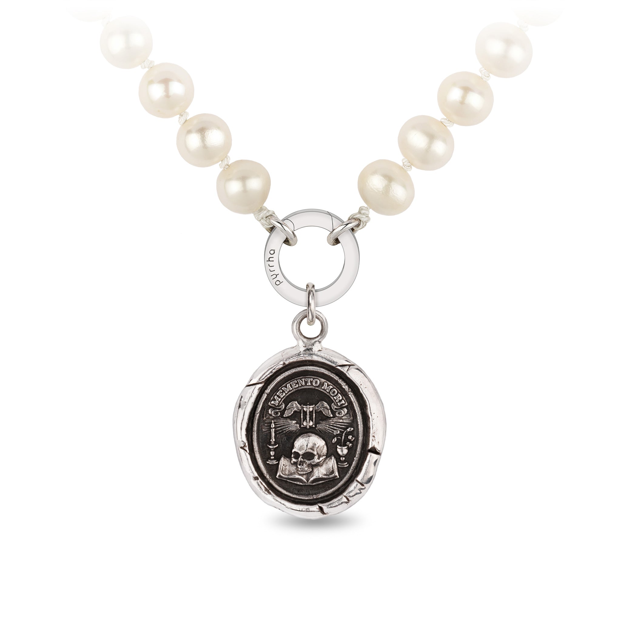 Memento Mori Knotted Freshwater Pearl Necklace