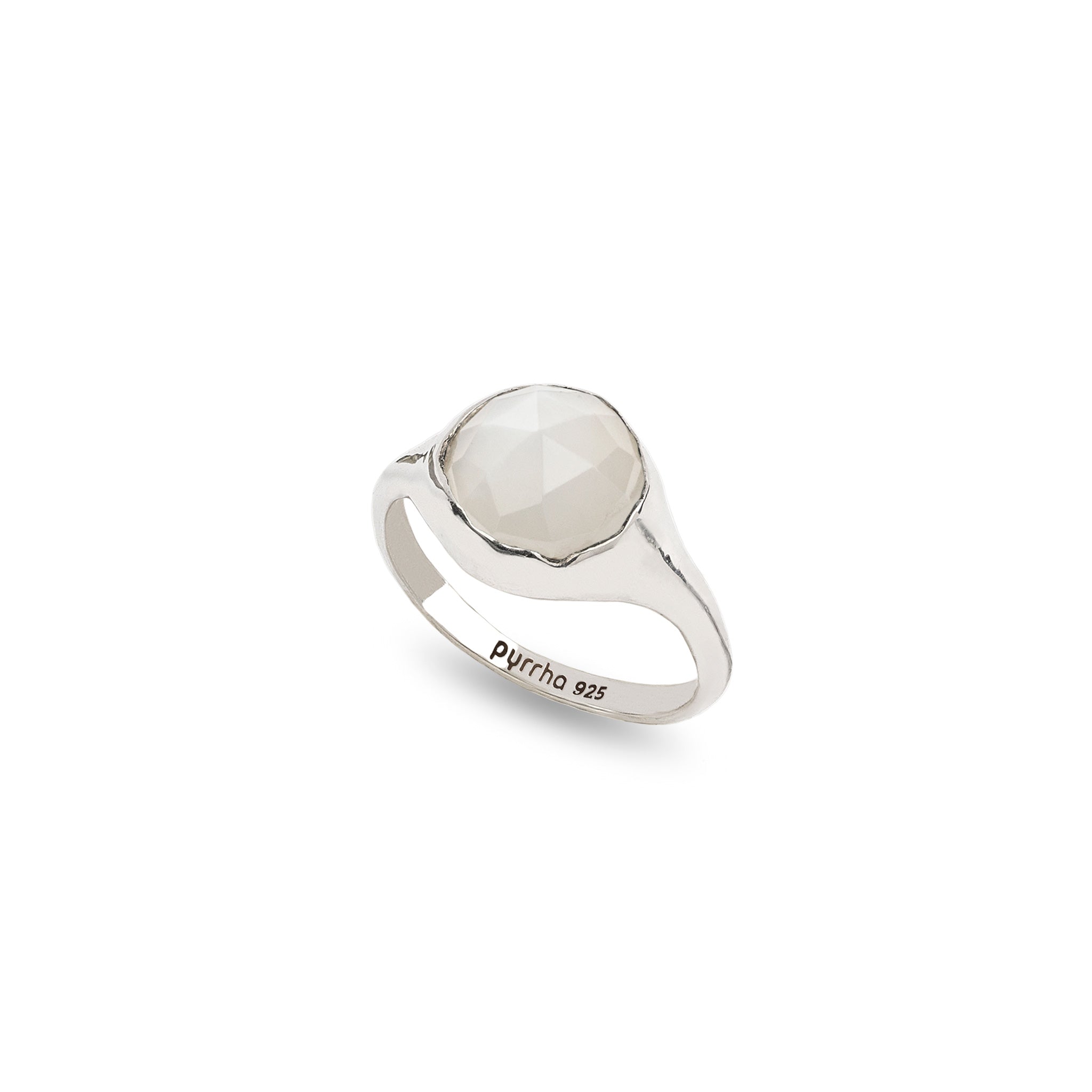 Moonstone Large Faceted Stone Set Signet Ring