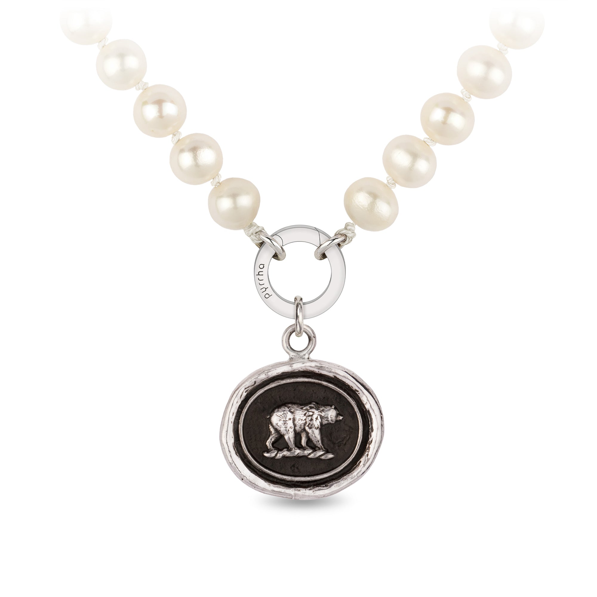 Mother Bear Knotted Freshwater Pearl Necklace
