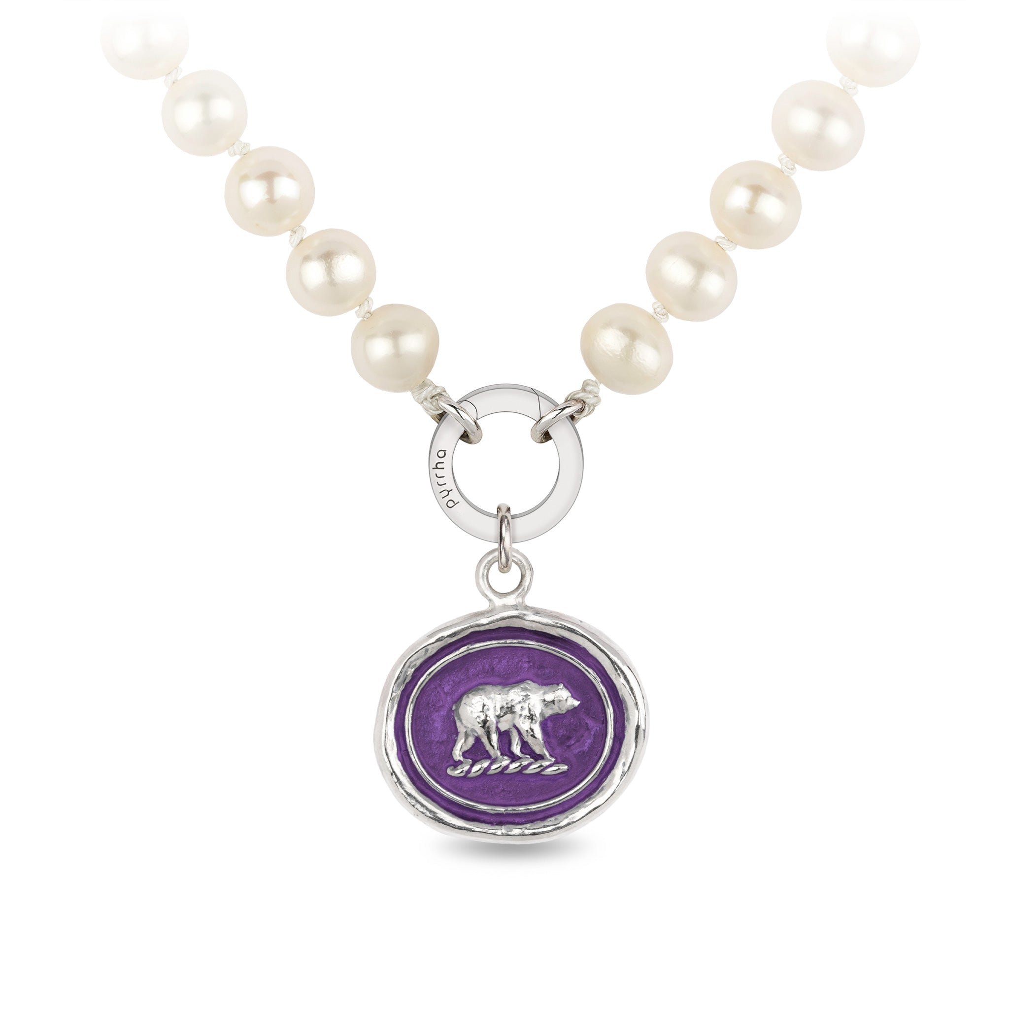 Mother Bear Knotted Freshwater Pearl Necklace - Mystic Violet