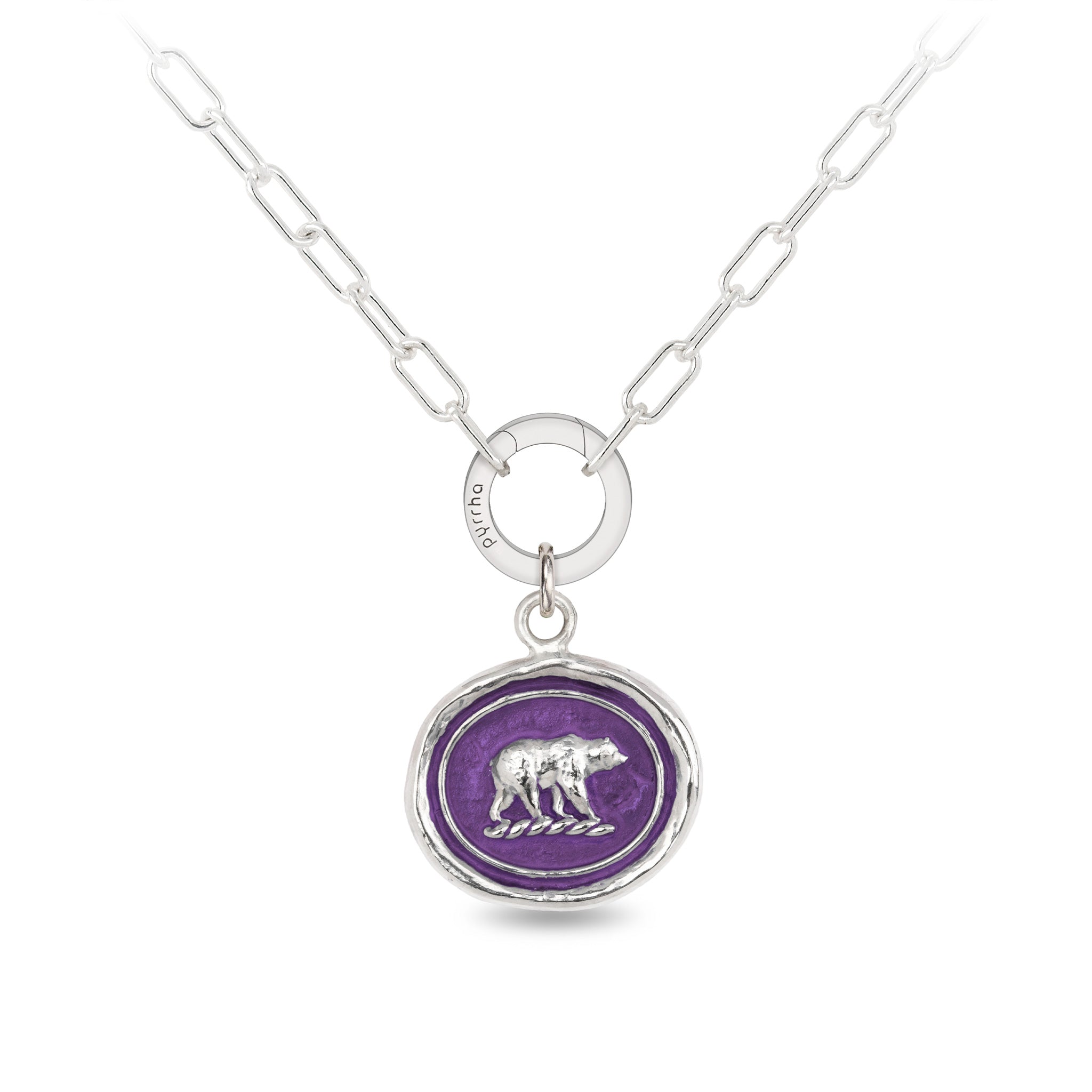 Mother Bear Small Paperclip Chain Necklace - Mystic Violet