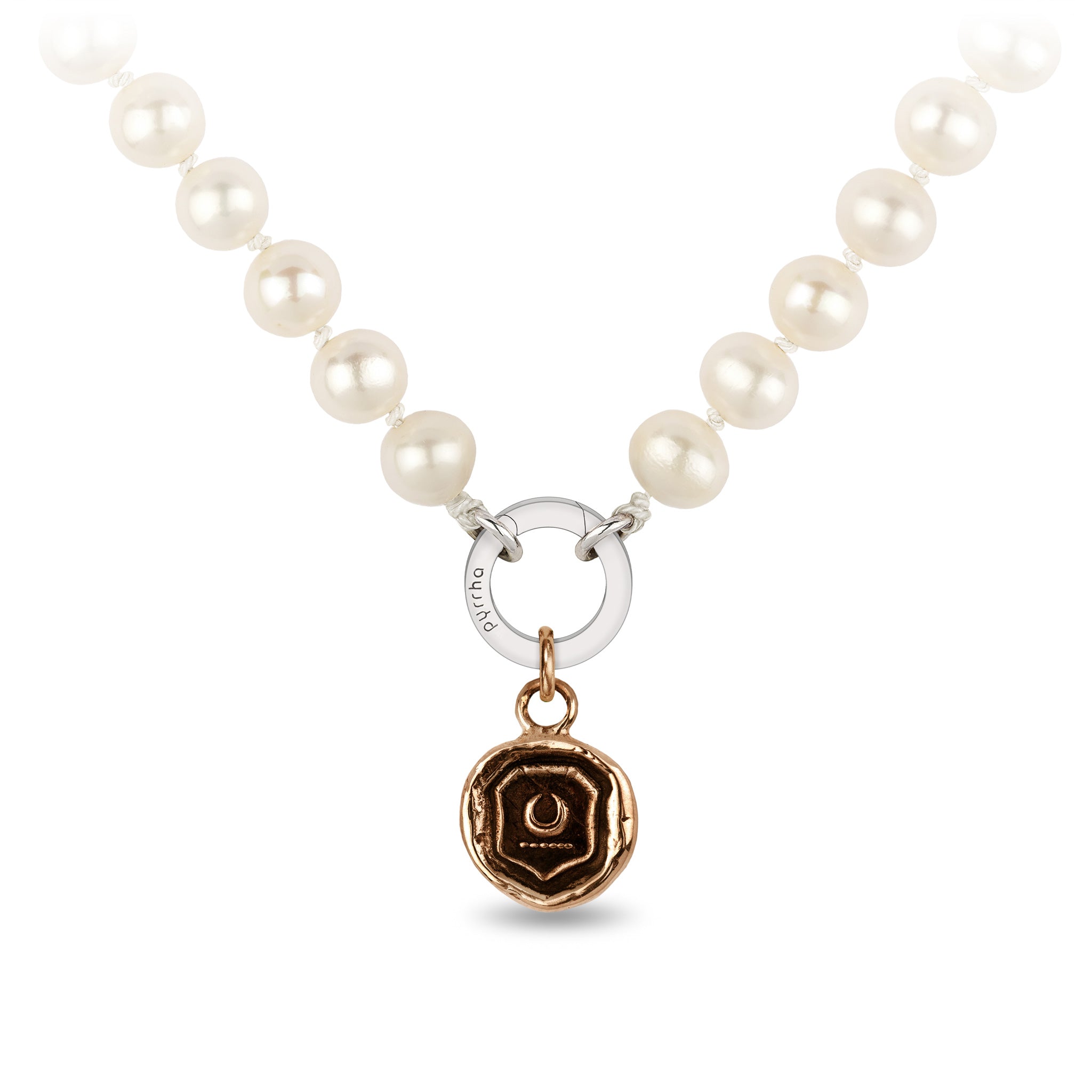 New Beginnings Knotted Freshwater Pearl Necklace-Bronze