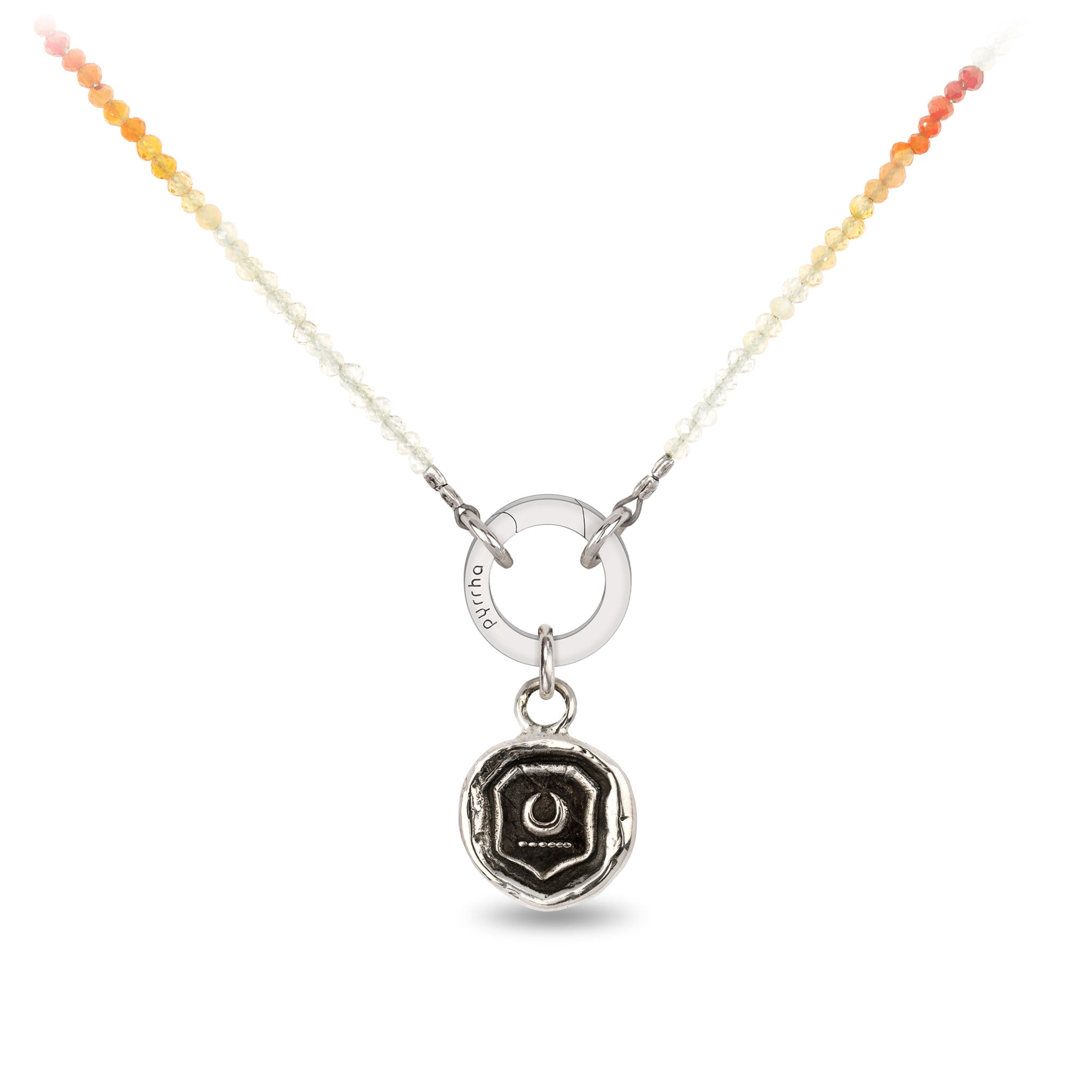 Fire Opal Faceted Stone Choker with Talisman Clip