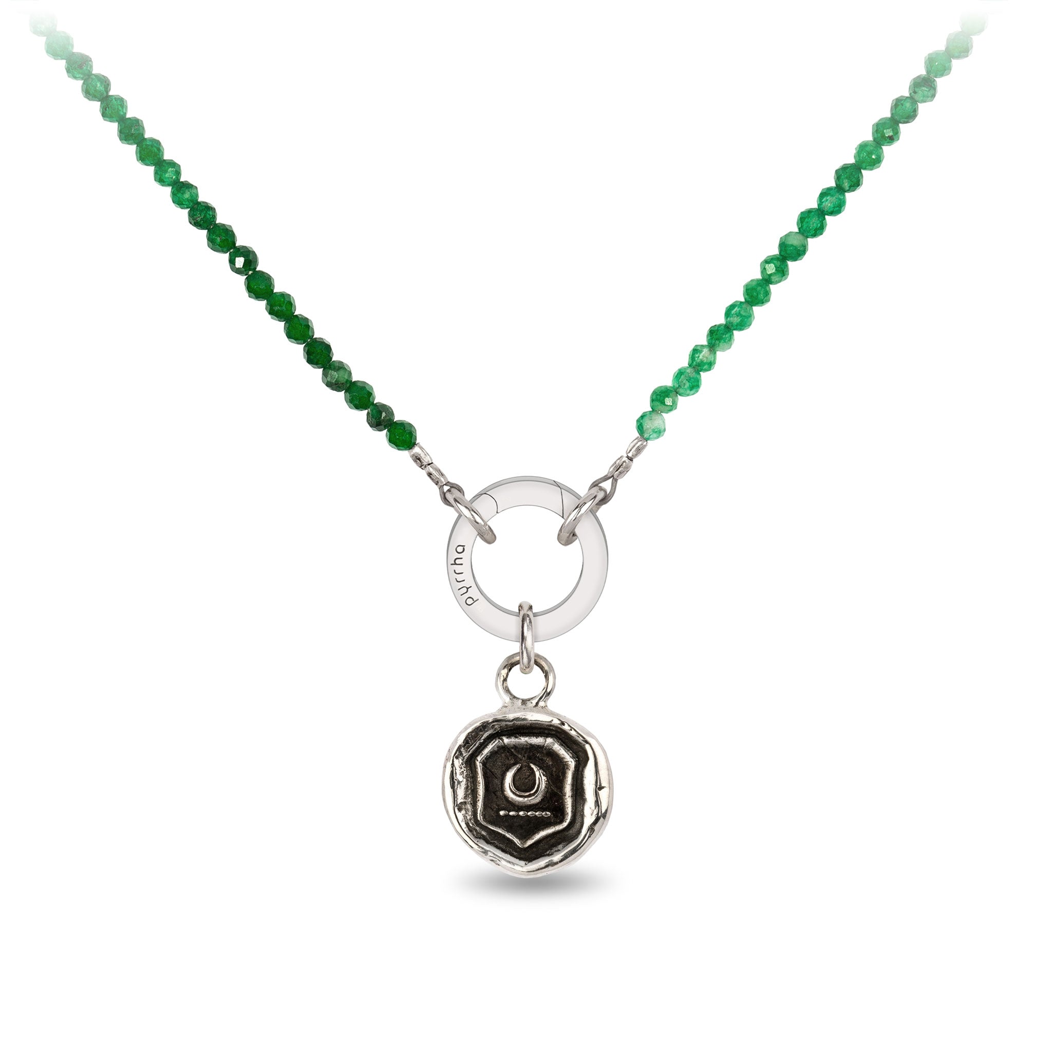 Green Onyx Faceted Stone Choker with Talisman Clip