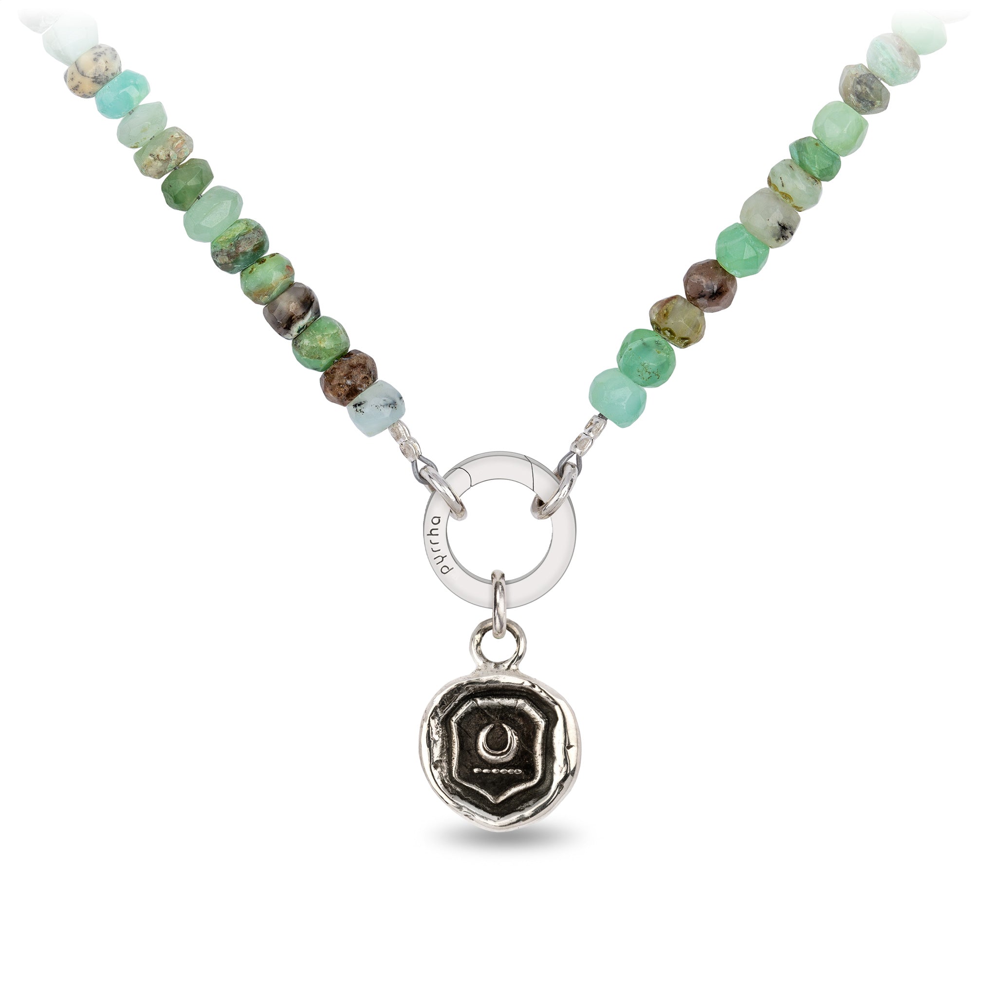 Green Opal Faceted Stone Choker with Talisman Clip