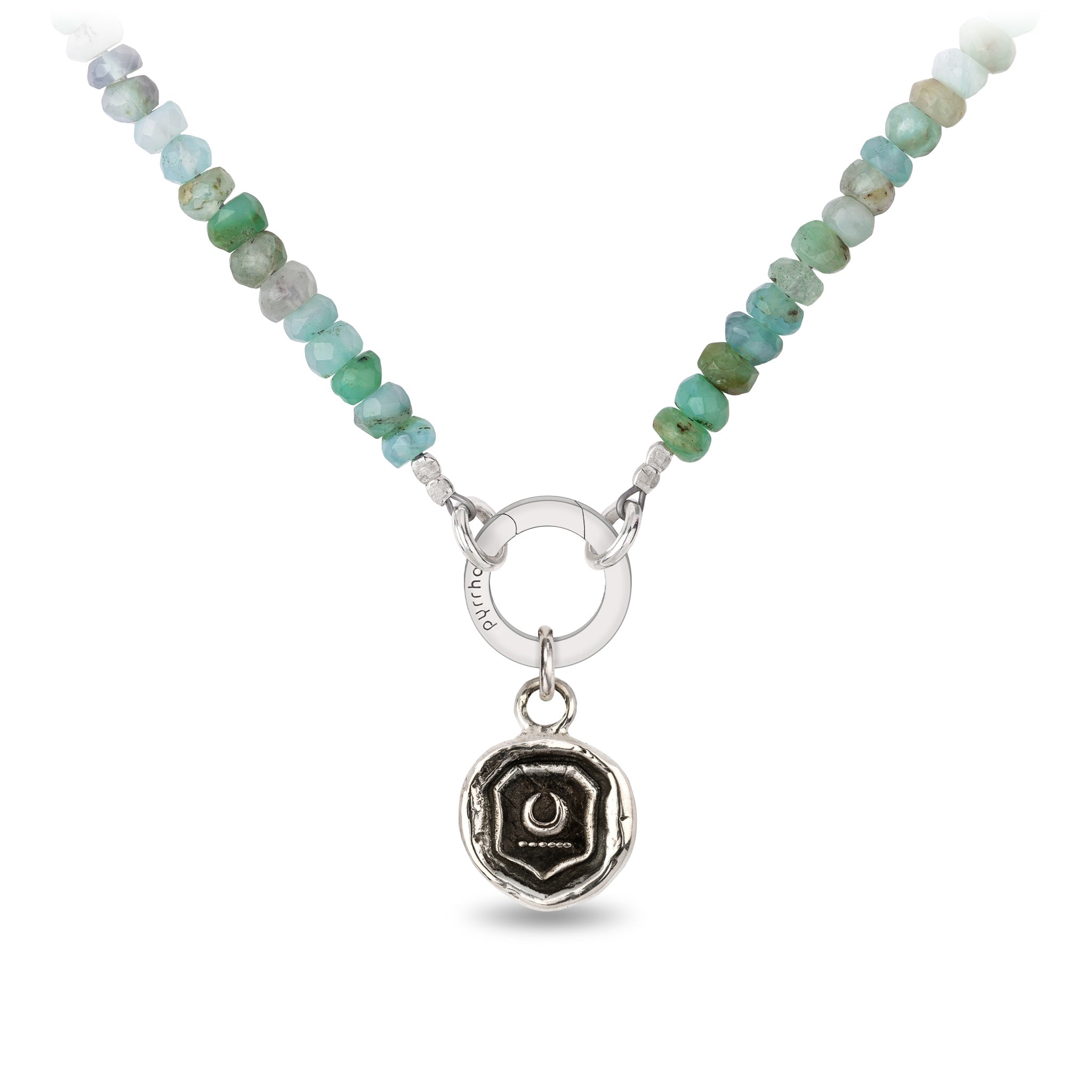 Green Opal Faceted Stone Choker with Talisman Clip