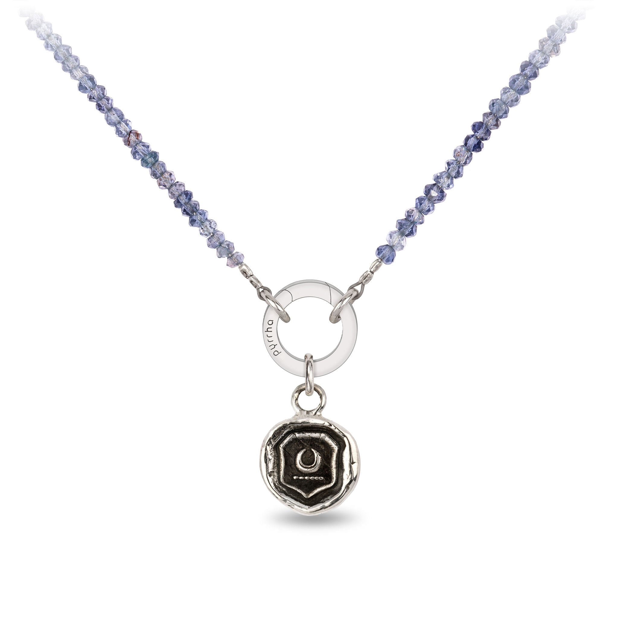 Iolite Faceted Stone Choker with Talisman Clip