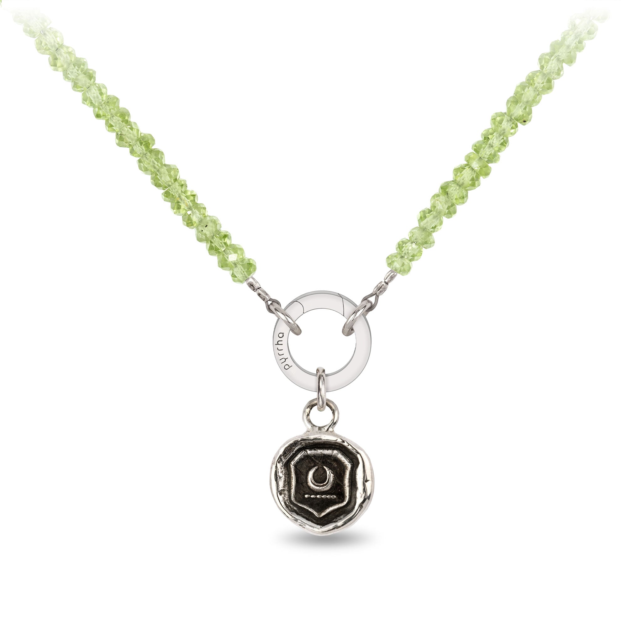 Peridot Faceted Stone Choker with Talisman Clip