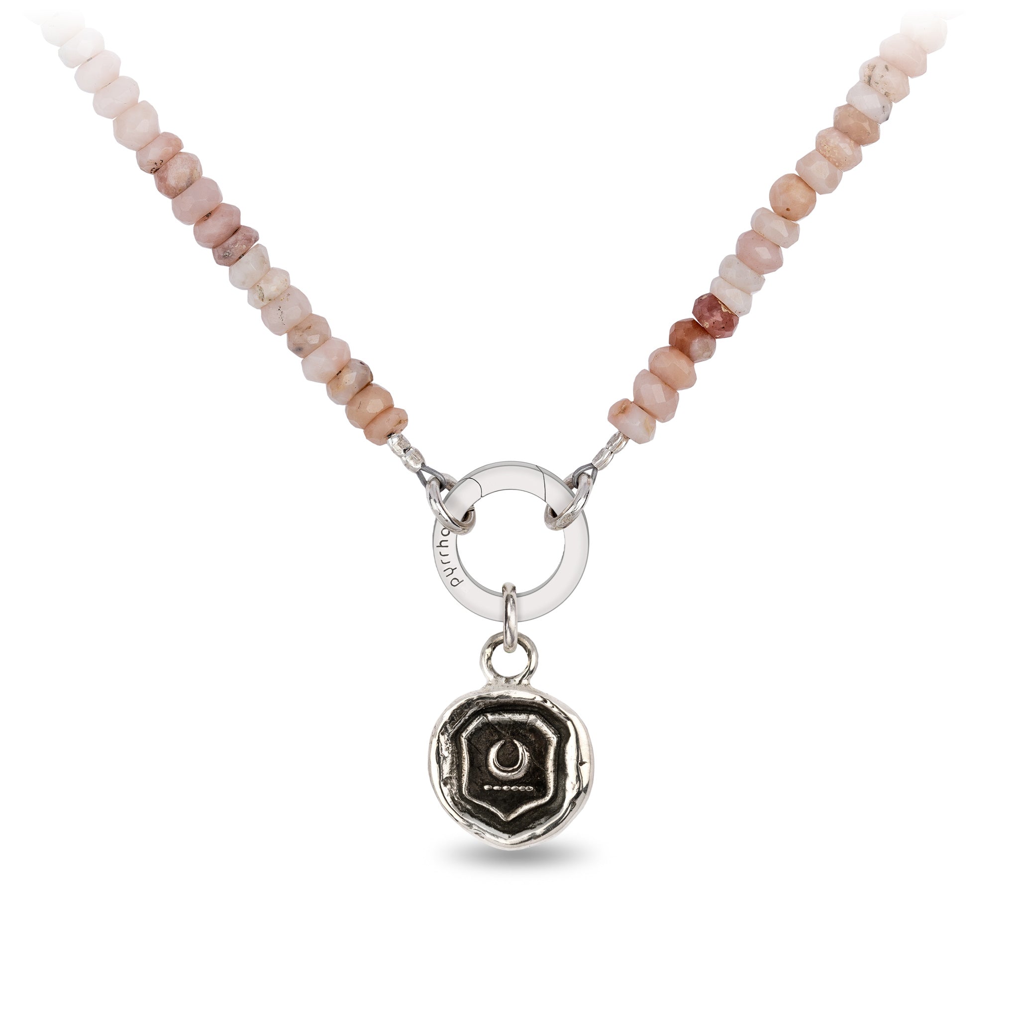 Pink Opal Faceted Stone Choker with Talisman Clip