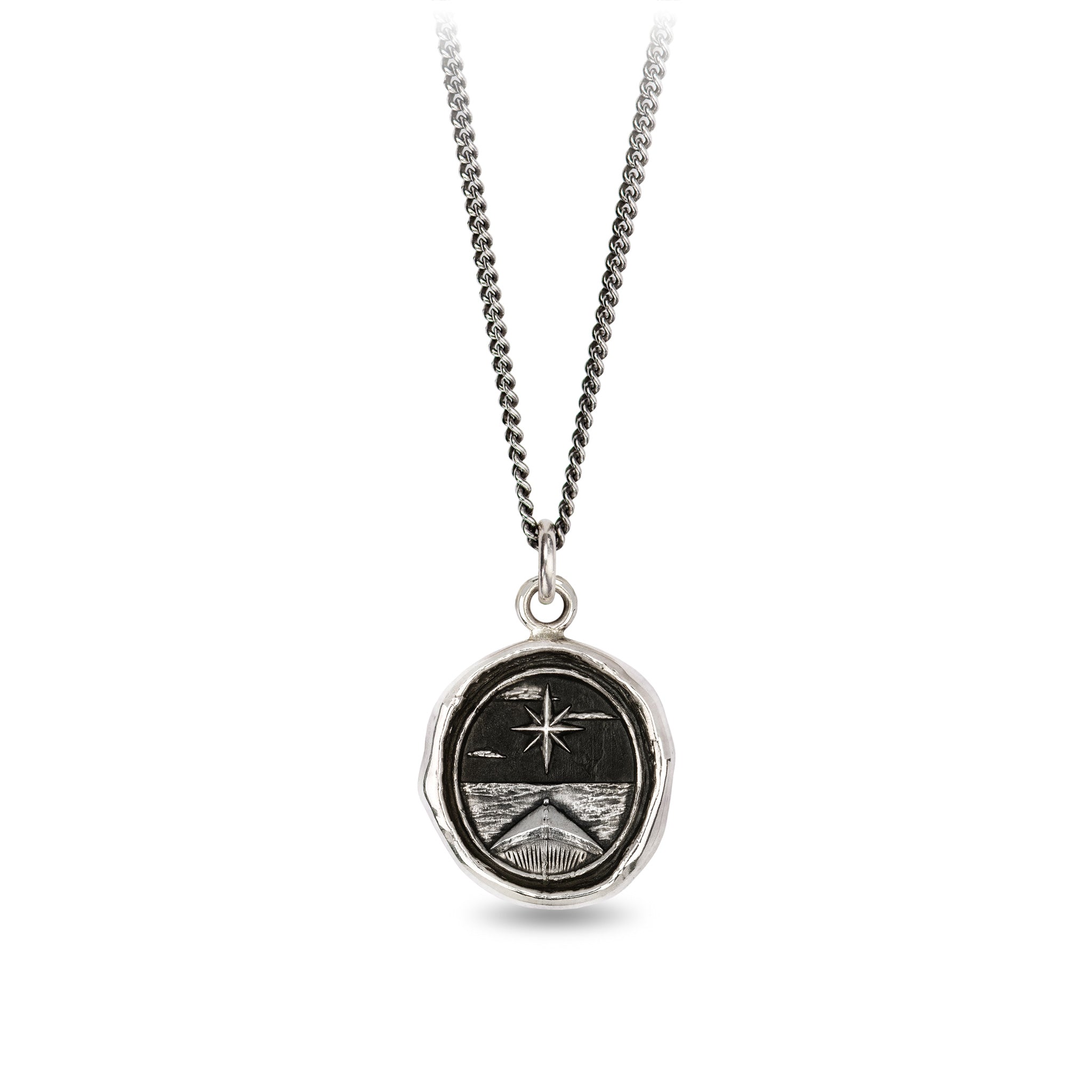 Compass North Star Necklace Mens North Star Pendant Mens Silver