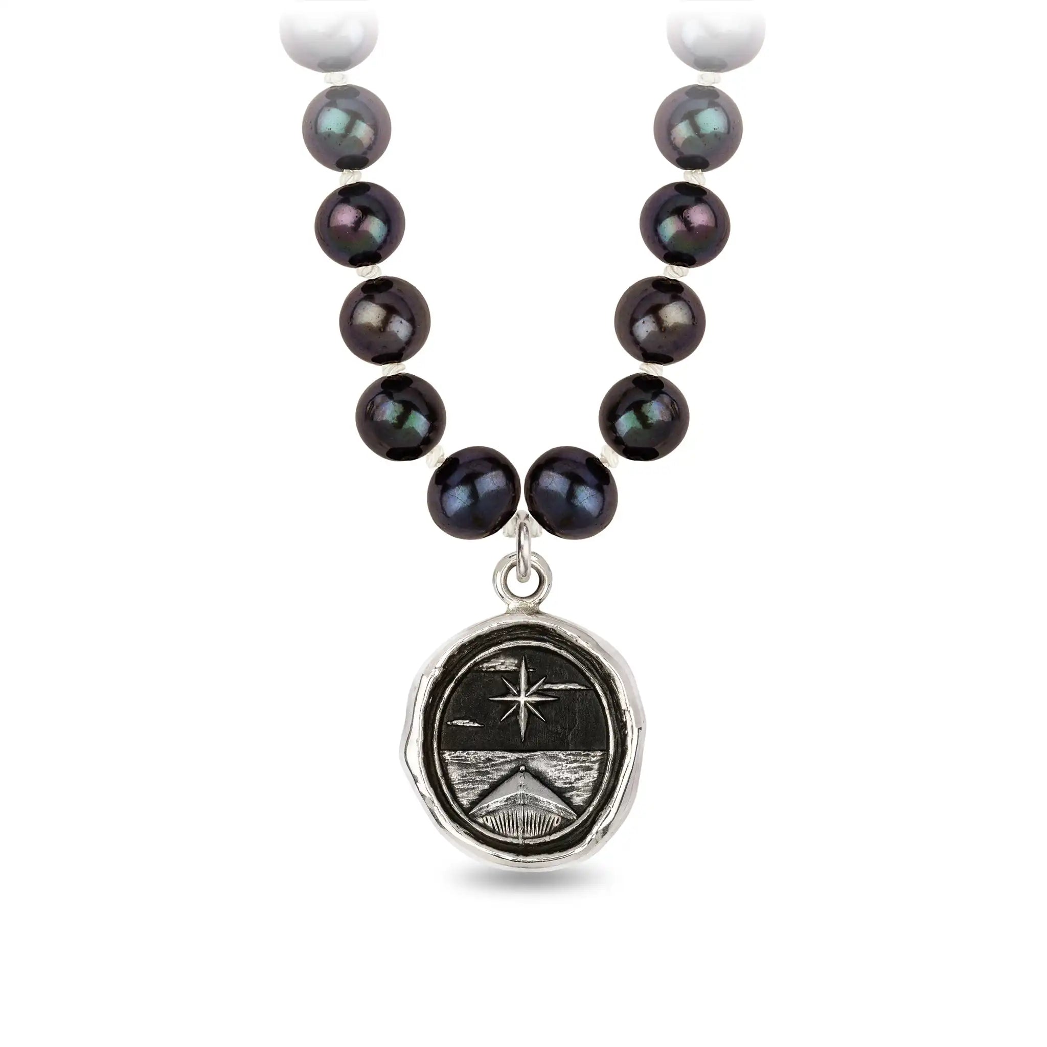 North Star Freshwater Pearl Necklace - Peacock Black