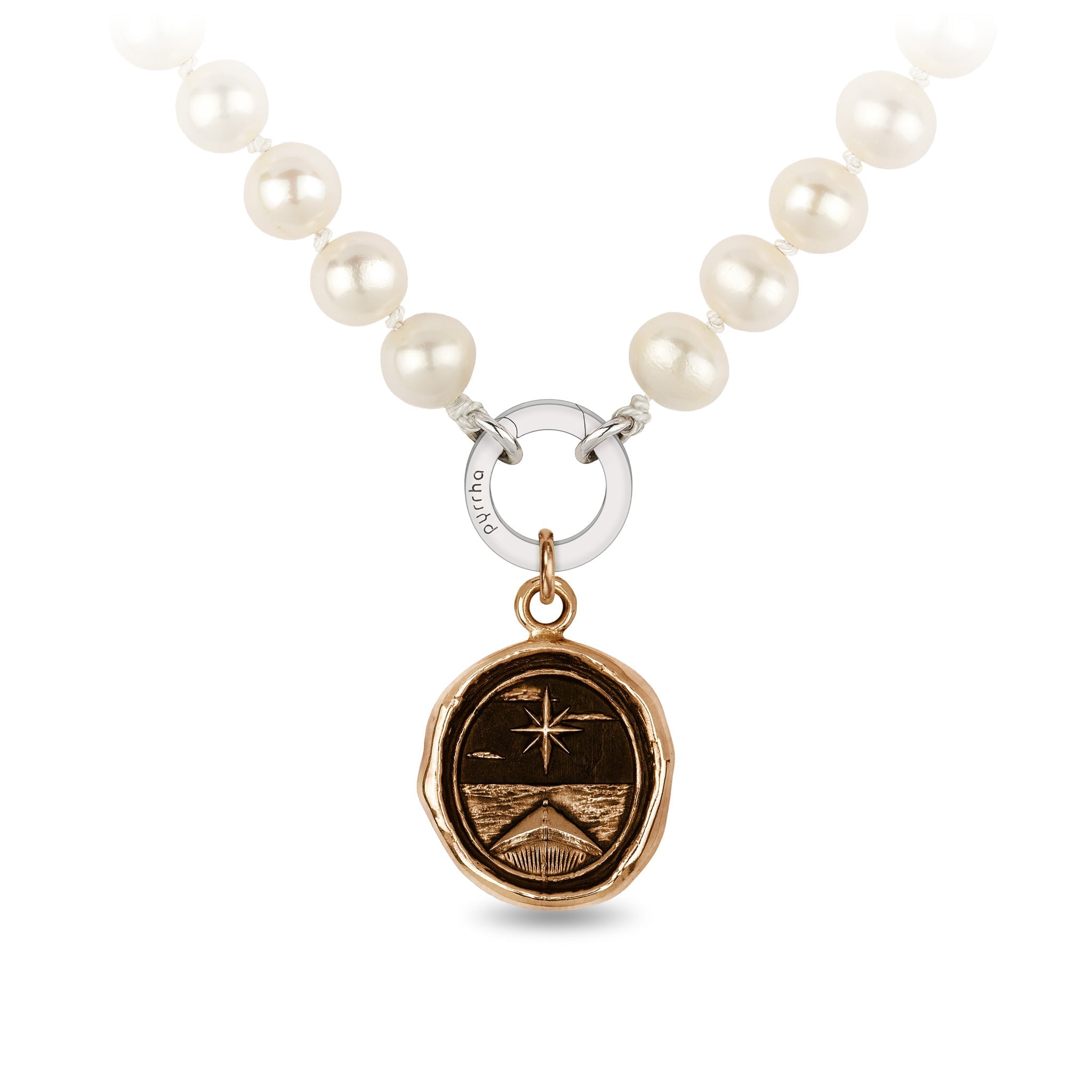 North Star Knotted Freshwater Pearl Necklace - Bronze