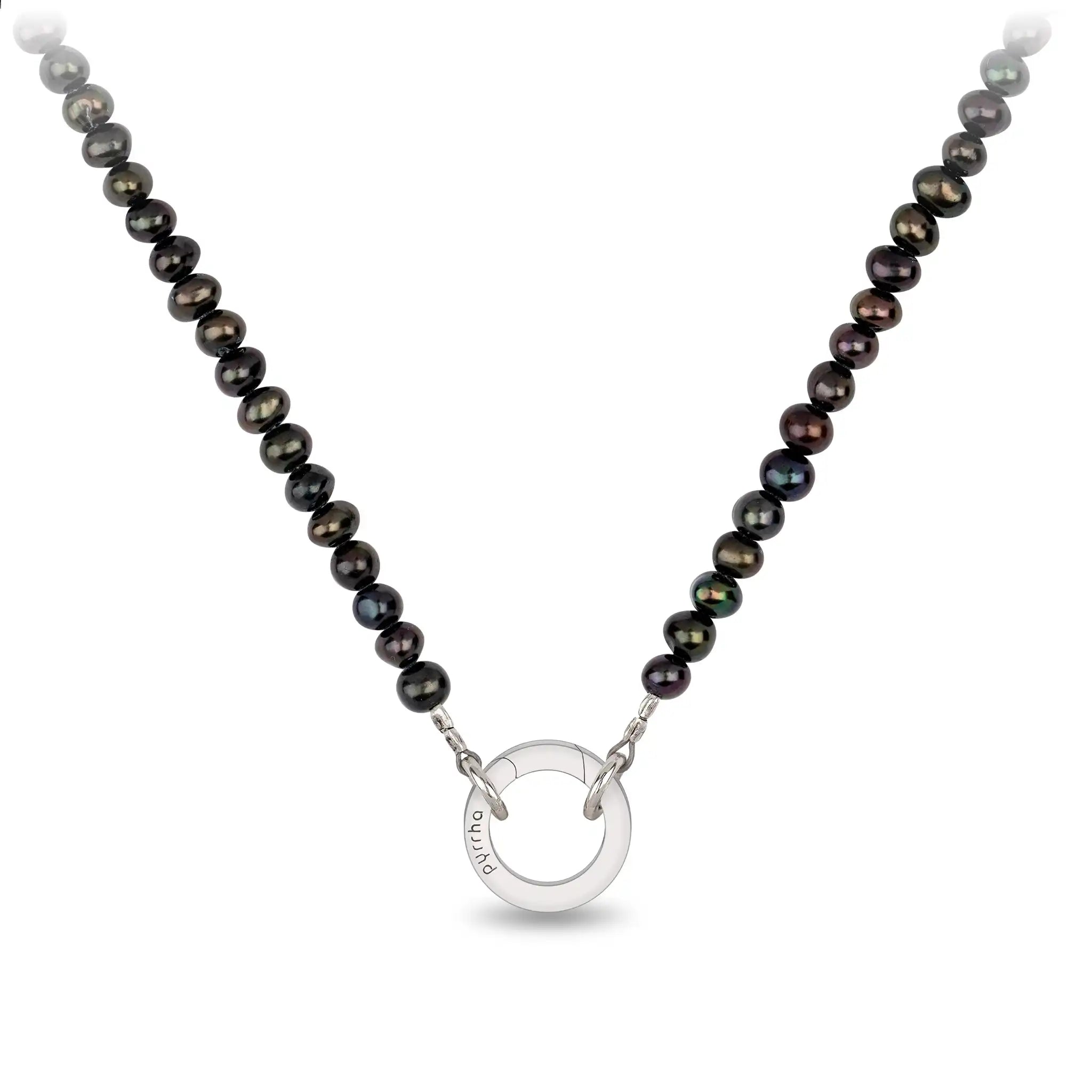Peacock Black Pearl Faceted Stone Choker with Talisman Clip