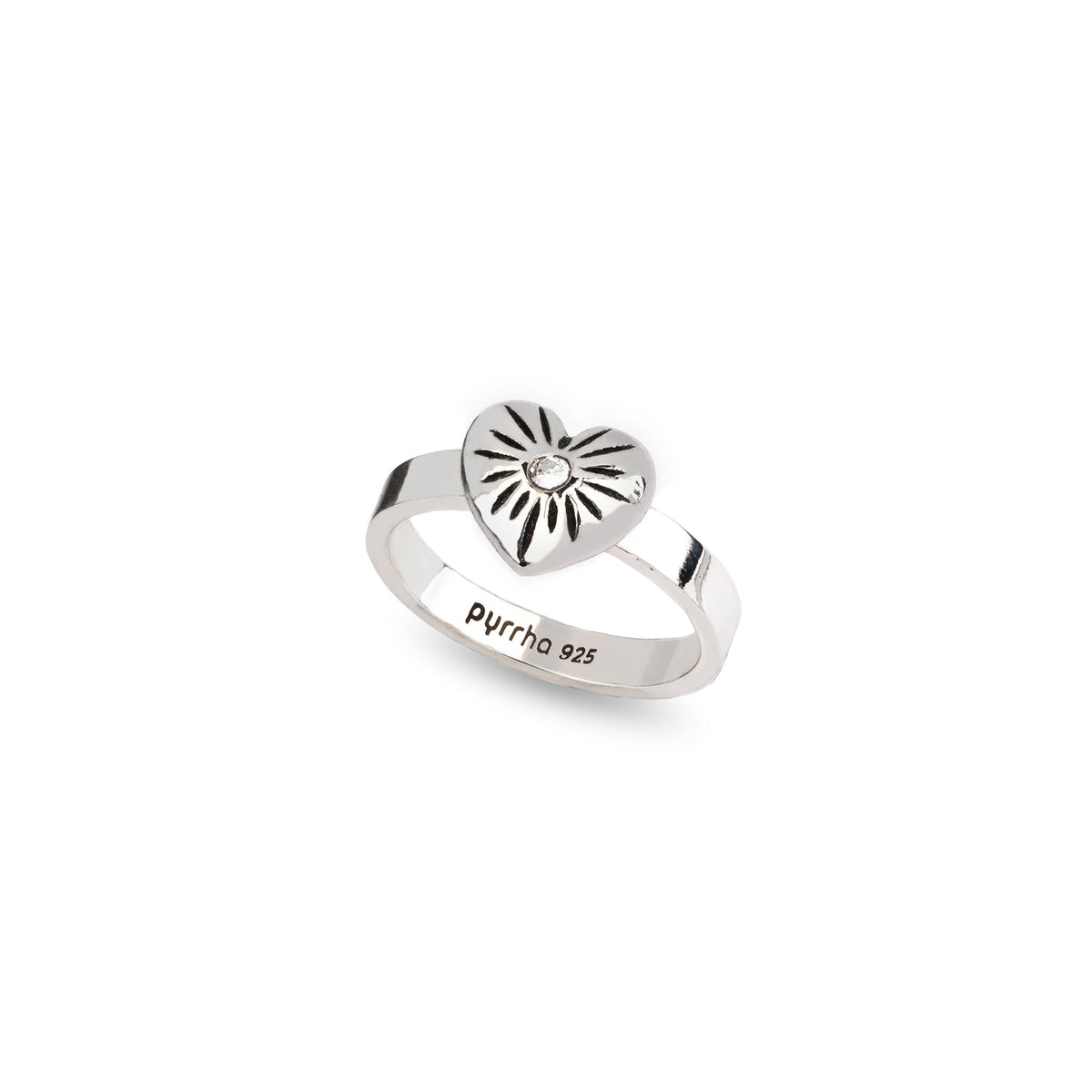 Small Puffed Heart Diamond Set Talisman Ring