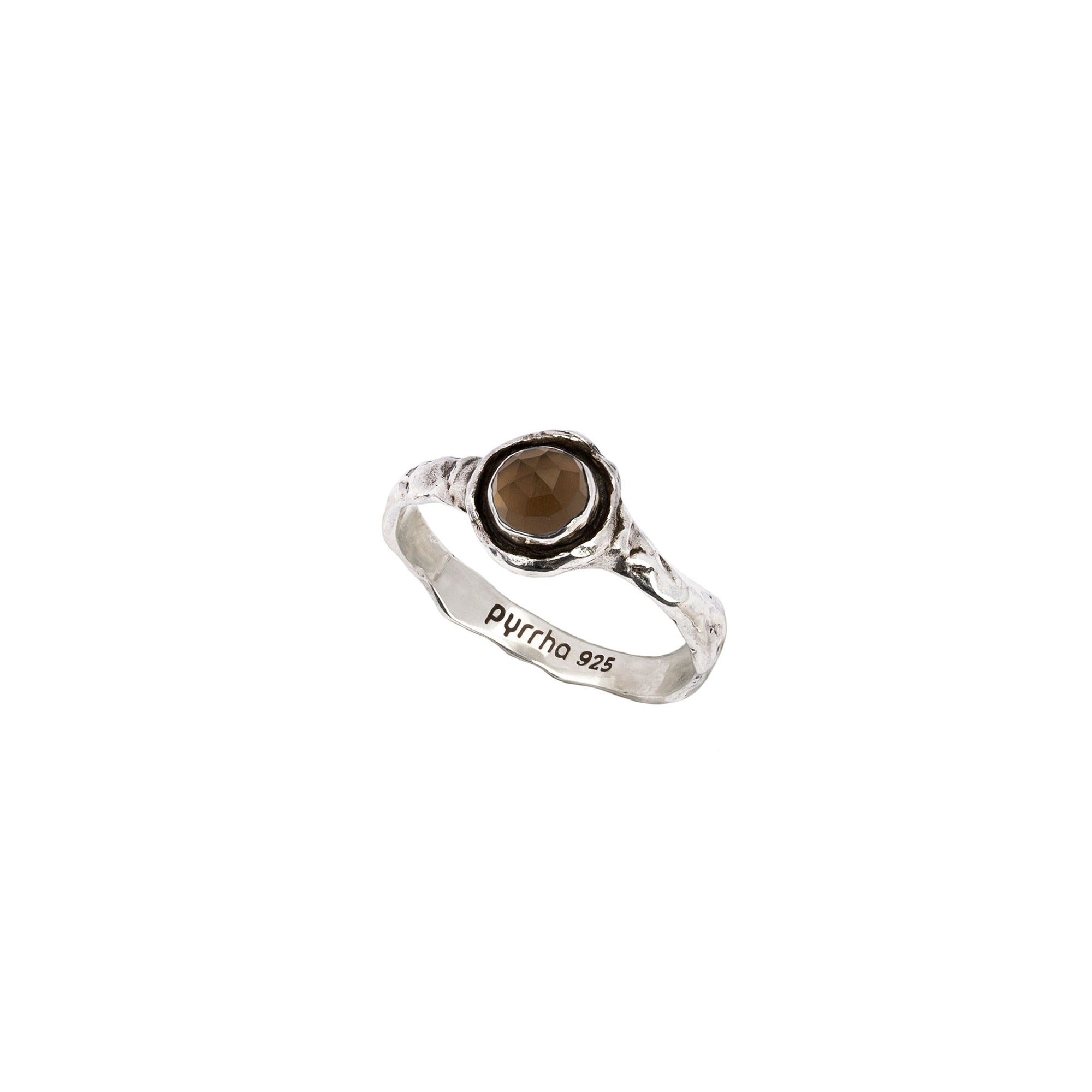 Smoky Quartz Small Faceted Stone Talisman Ring