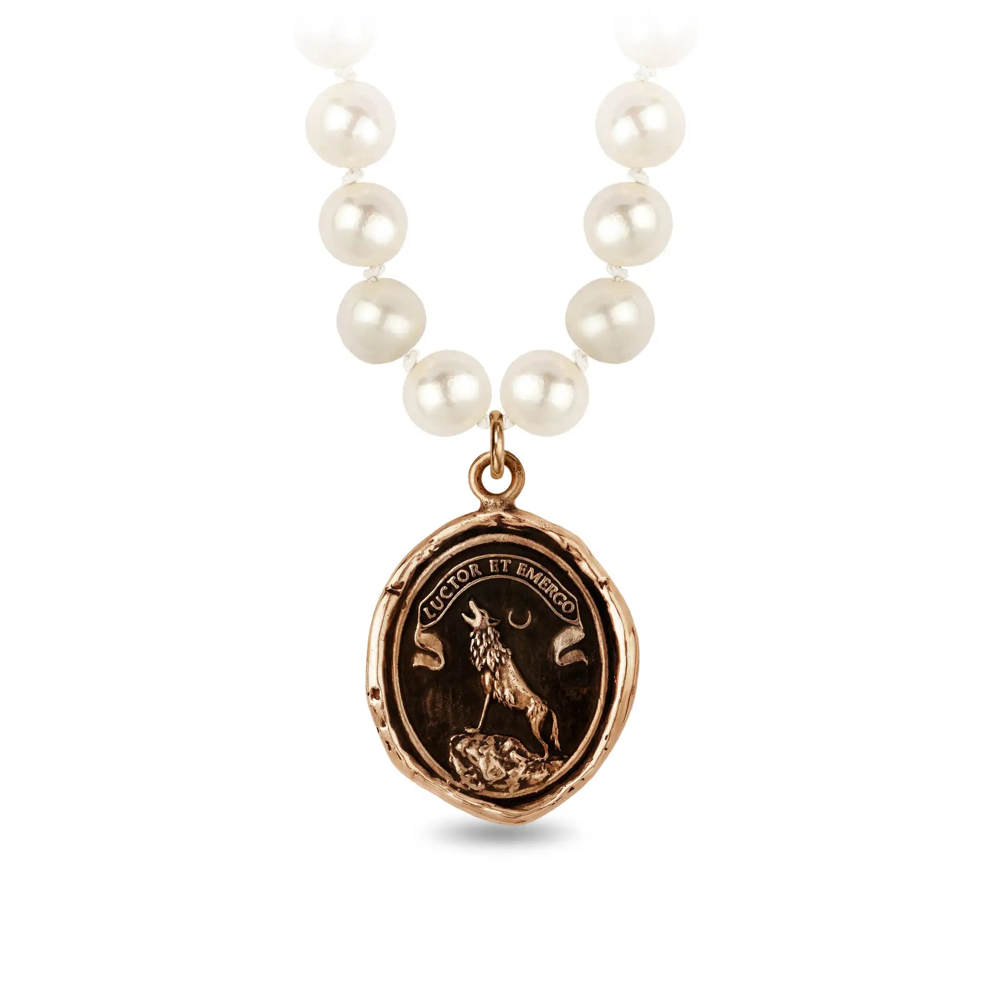 Struggle and Emerge Freshwater Pearl Necklace - Ivory - Bronze