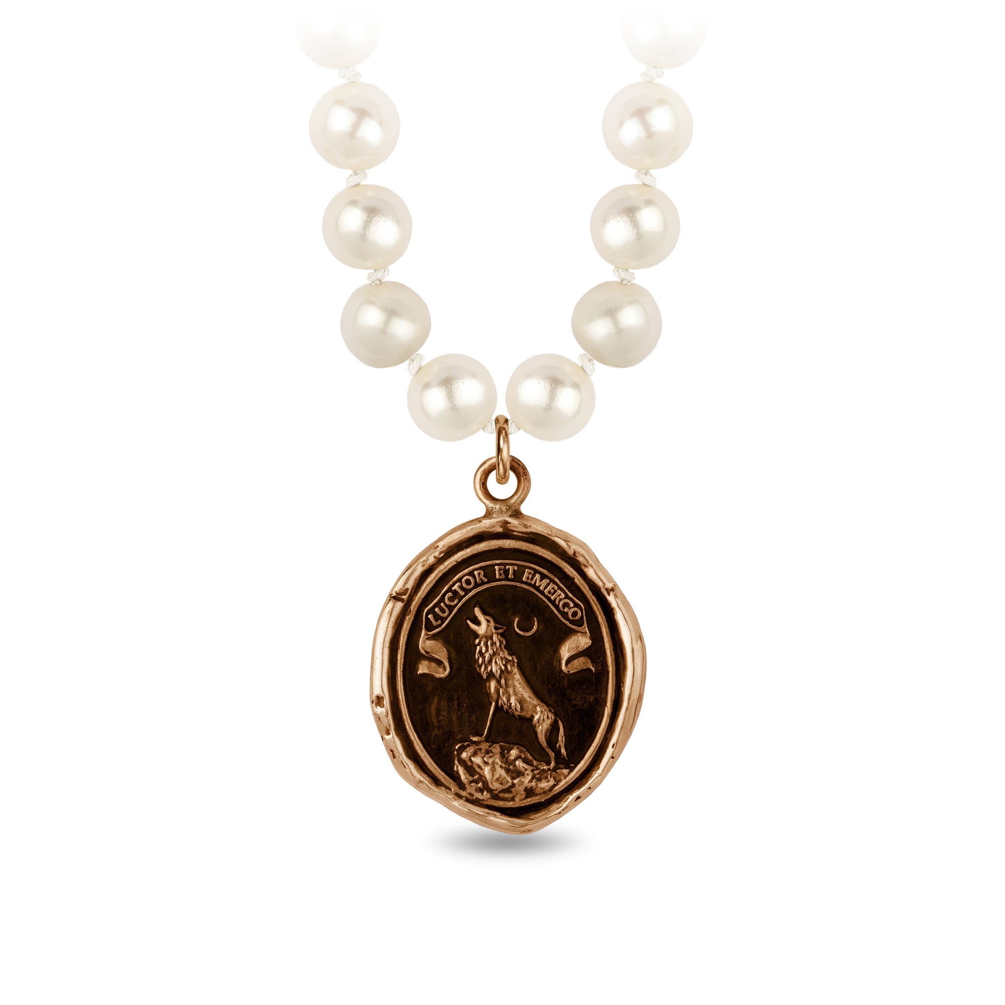 Struggle and Emerge Freshwater Pearl Necklace - Ivory - Bronze