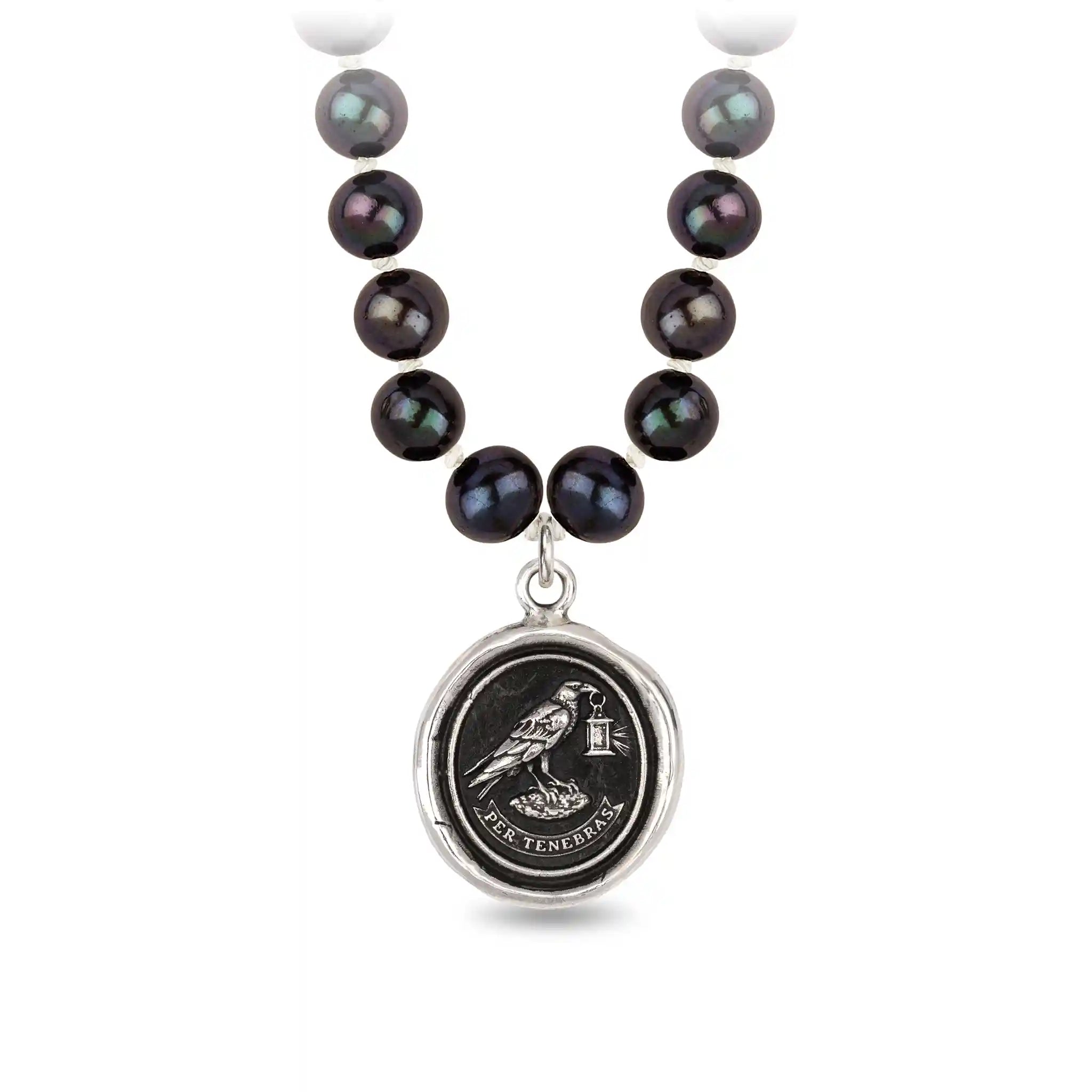 Through Darkness Freshwater Pearl Necklace - Peacock Black