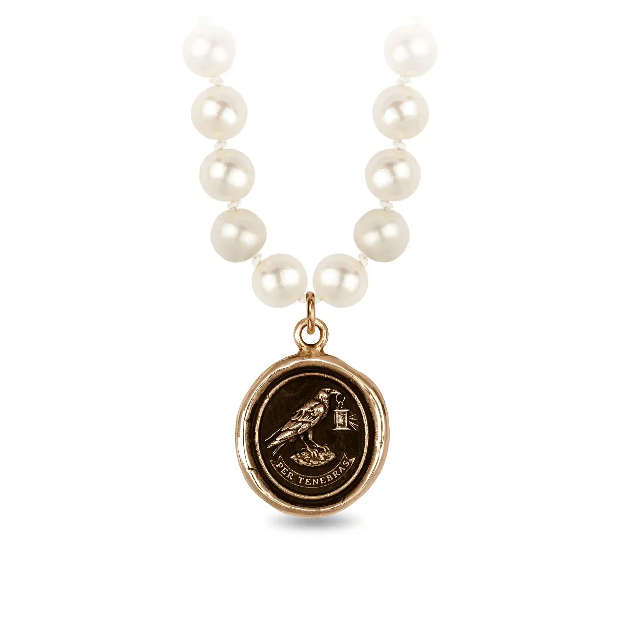 Through Darkness Freshwater Pearl Necklace - Ivory - Bronze