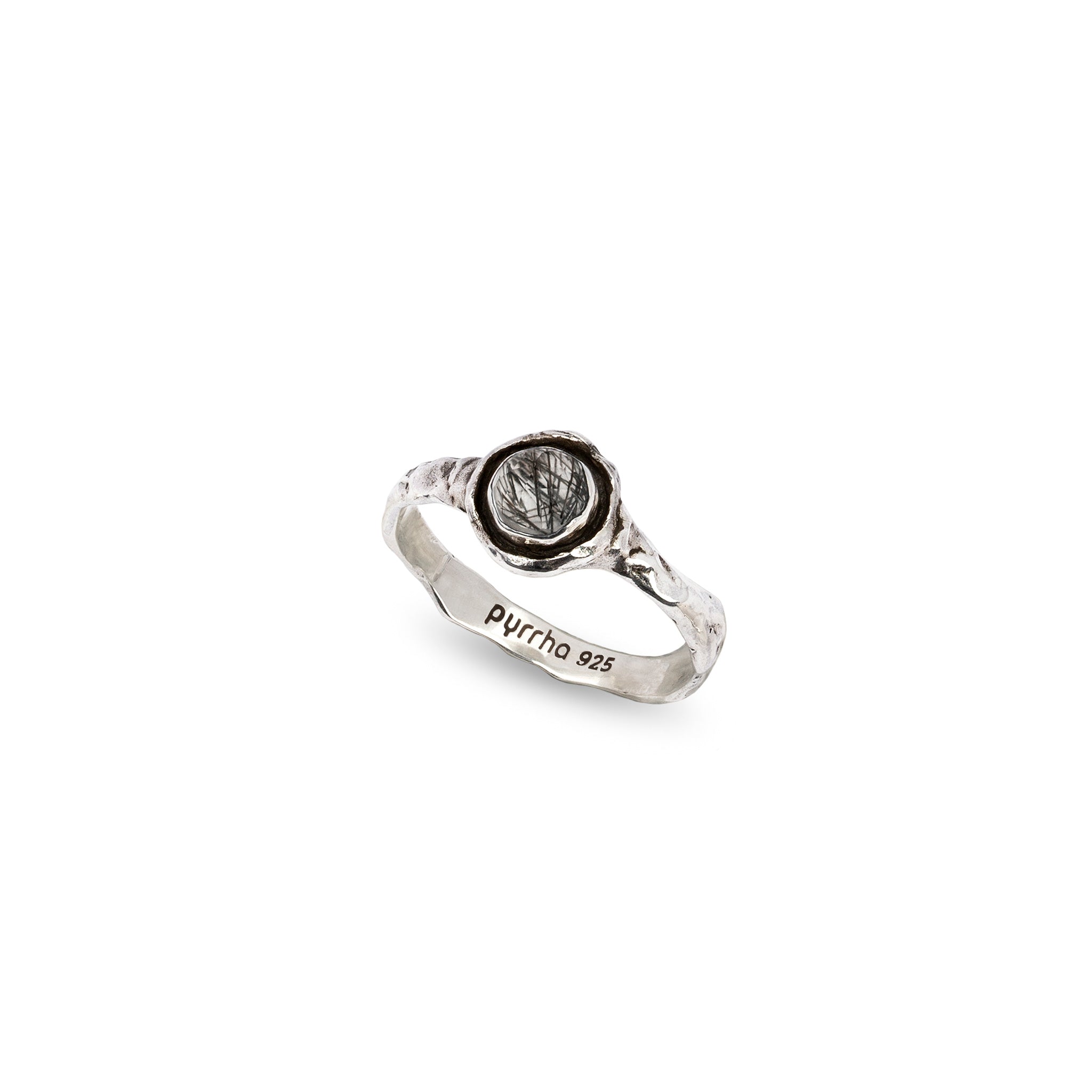 Tourmalated Quartz Small Faceted Stone Talisman Ring