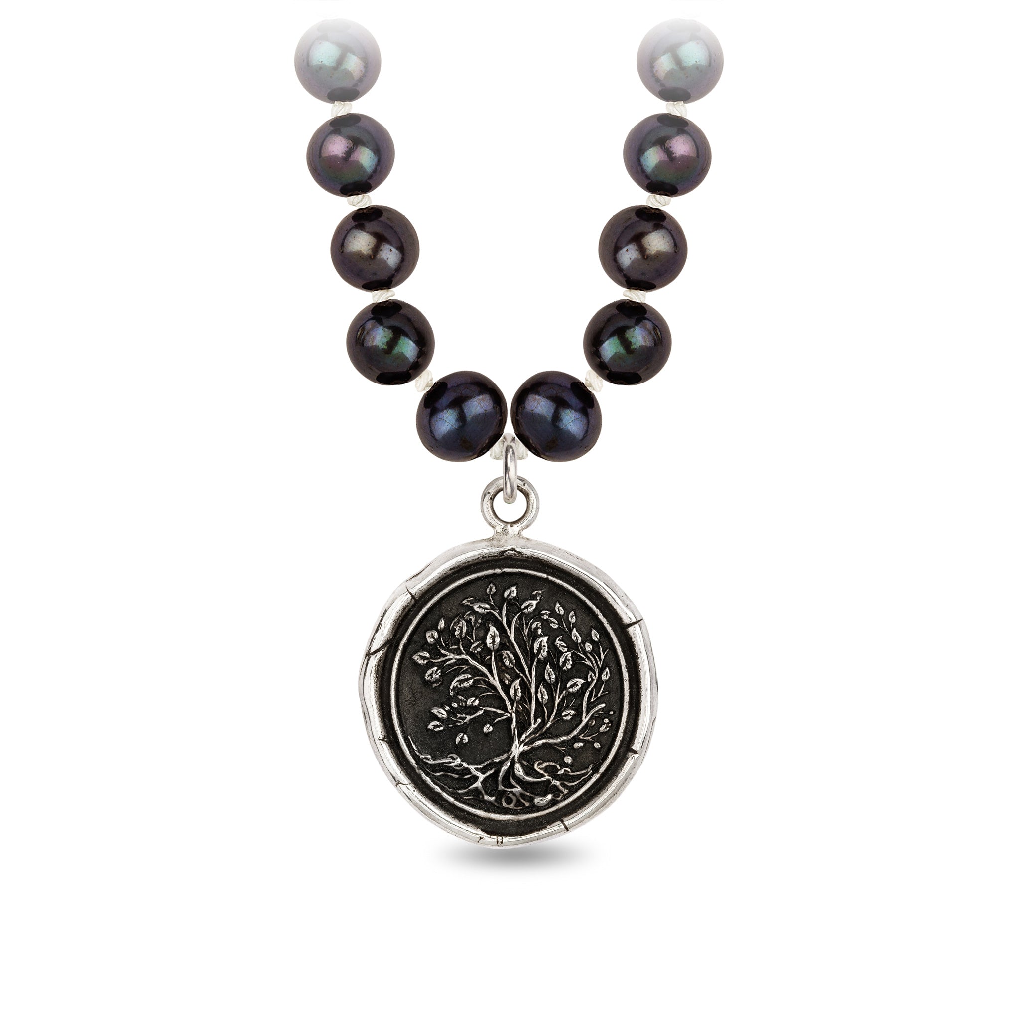 Tree of Life Freshwater Pearl Necklace - Peacock Black