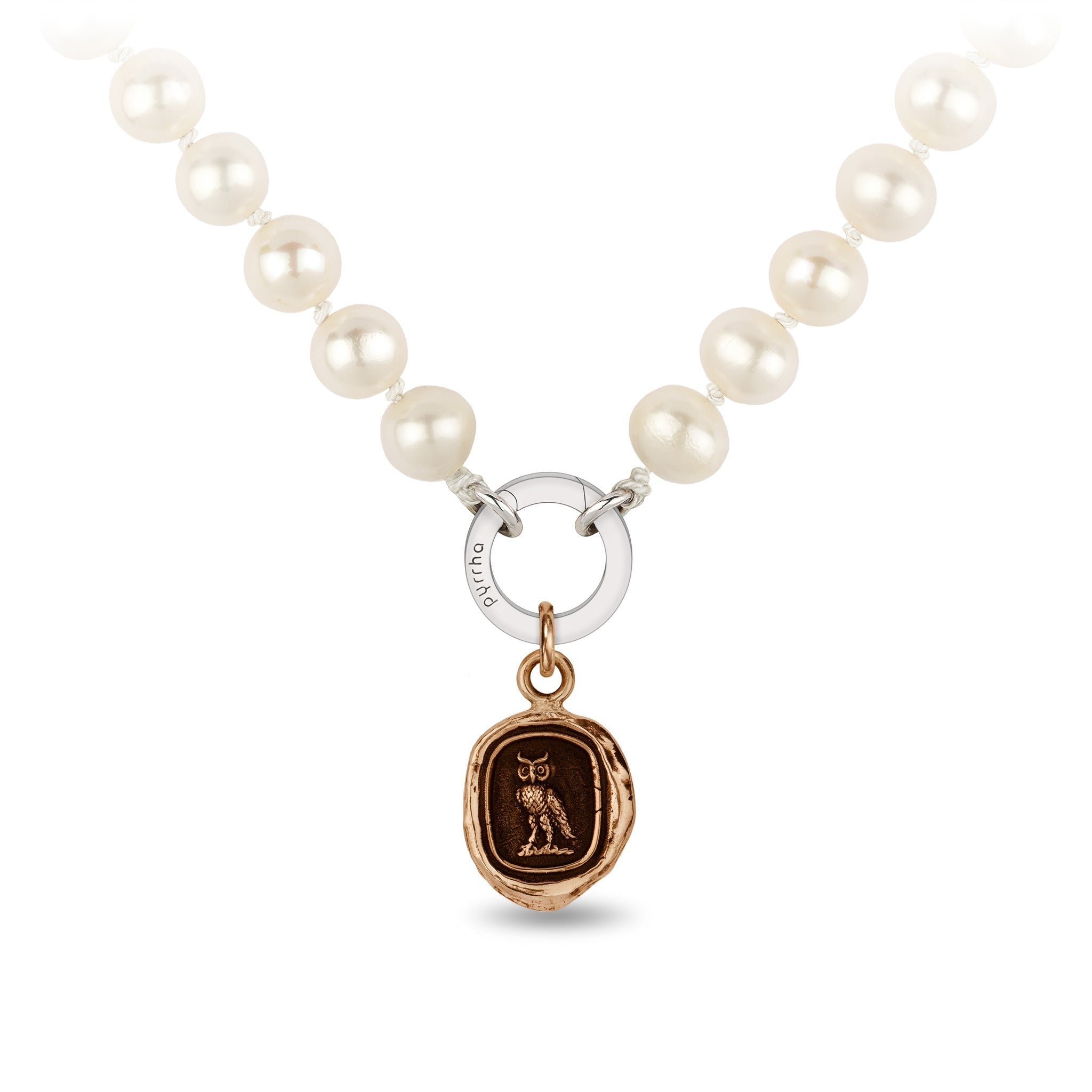 Watch Over Me Knotted Freshwater Pearl Necklace - Bronze