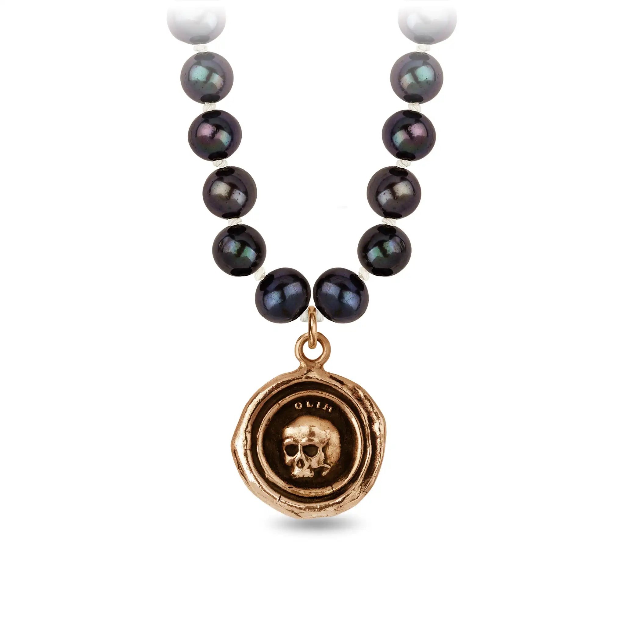What Once Was Freshwater Pearl Necklace - Peacock Black - Bronze