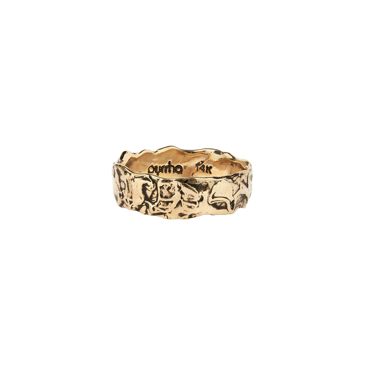 Wide 14K Gold Textured Band Ring