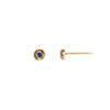 A set of 14k gold stud earrings featuring sapphires set on large gold nuggets.