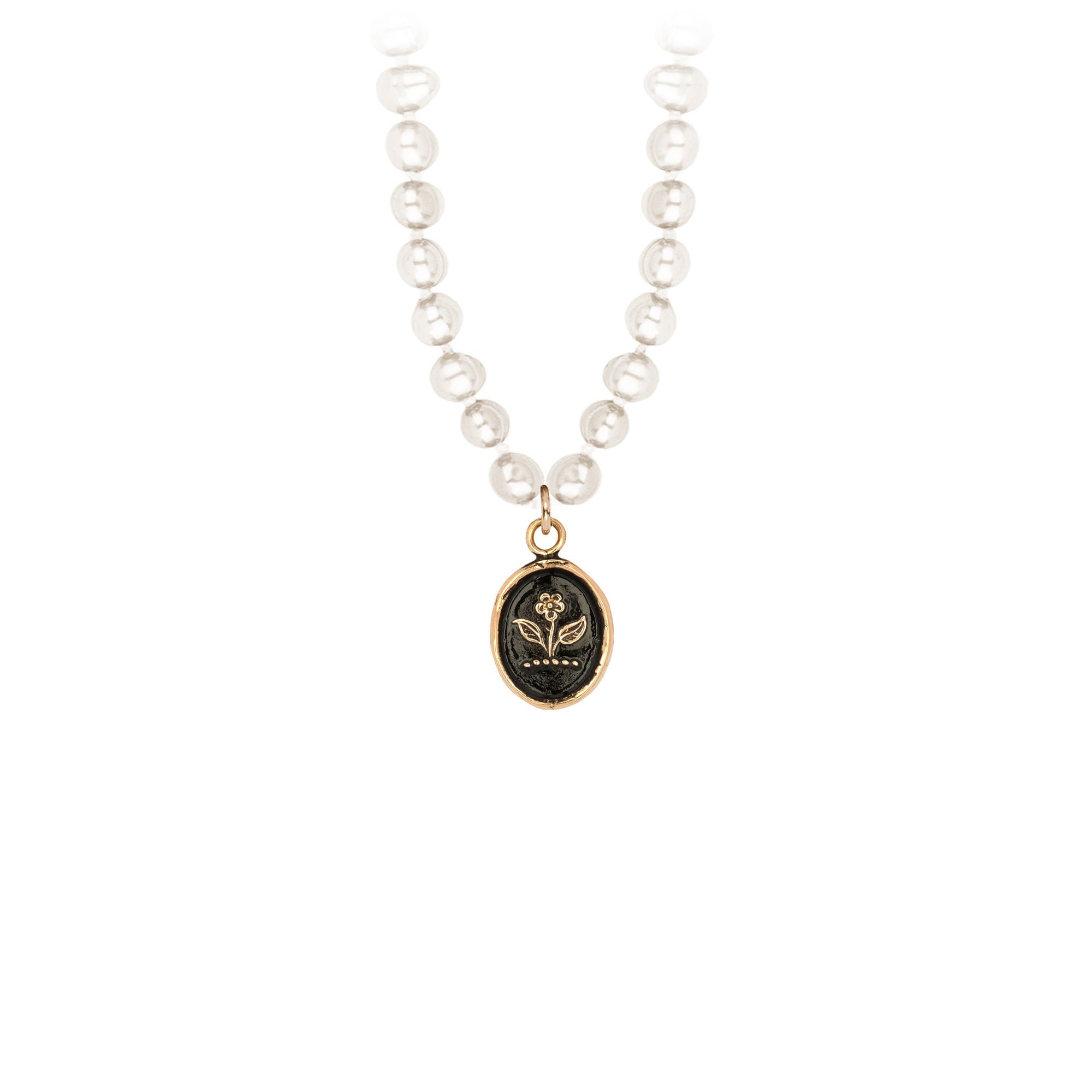 Beauty & Strength 14K Gold Talisman On Knotted Freshwater Pearl Necklace