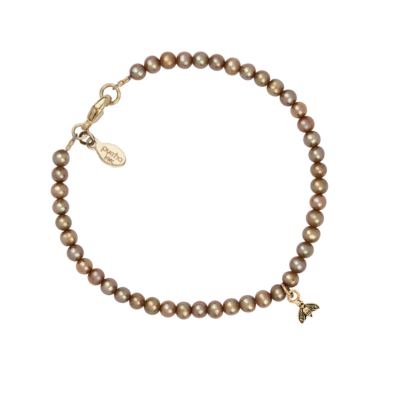 Symbol Charm 14K Gold Champagne Freshwater Pearl Bracelet