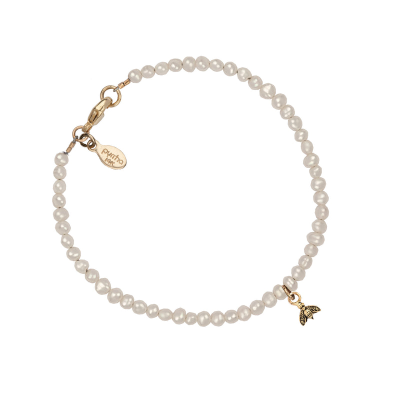 Symbol Charm 14K Gold Ivory Freshwater Pearl Bracelet