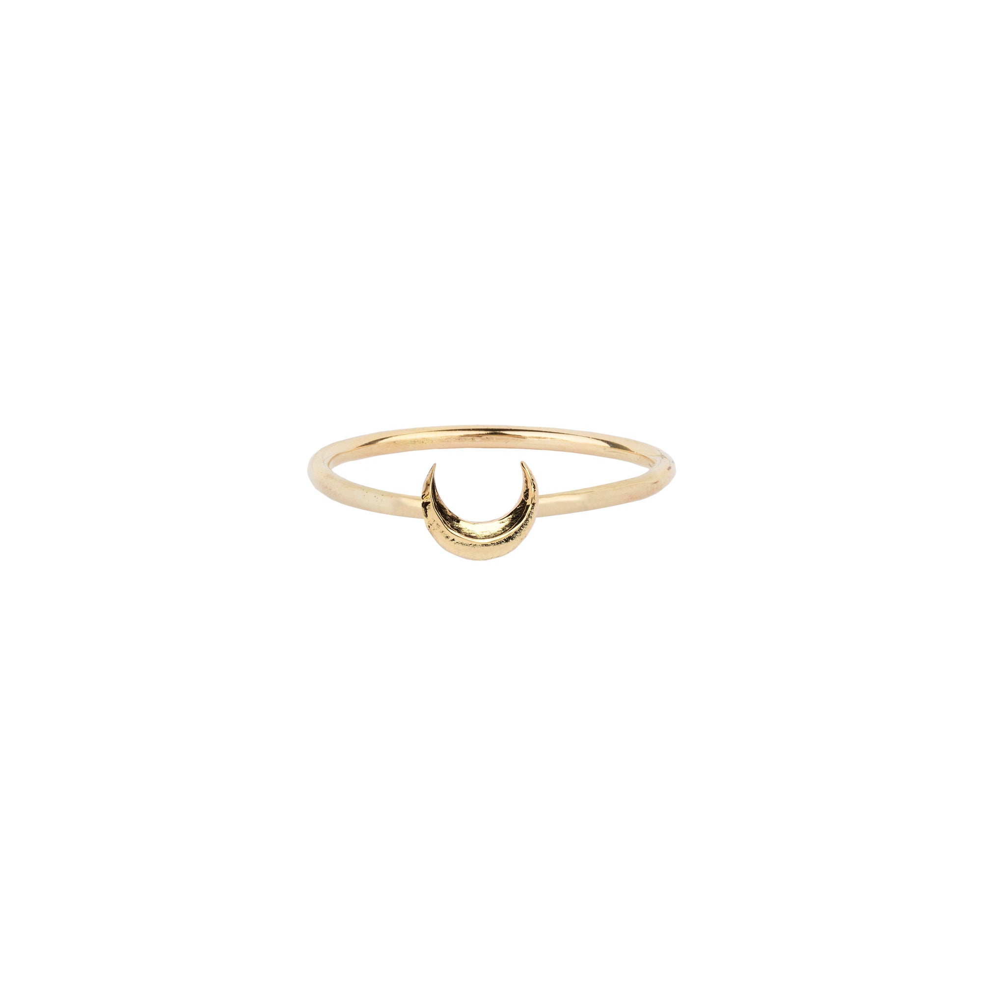 Crescent Moon 14K Gold Symbol Charm Ring