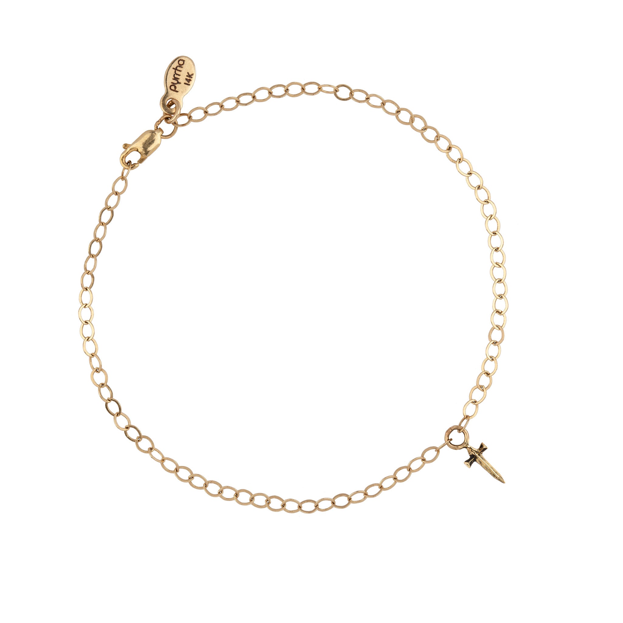 Dagger 14K Gold Symbol Chain Bracelet