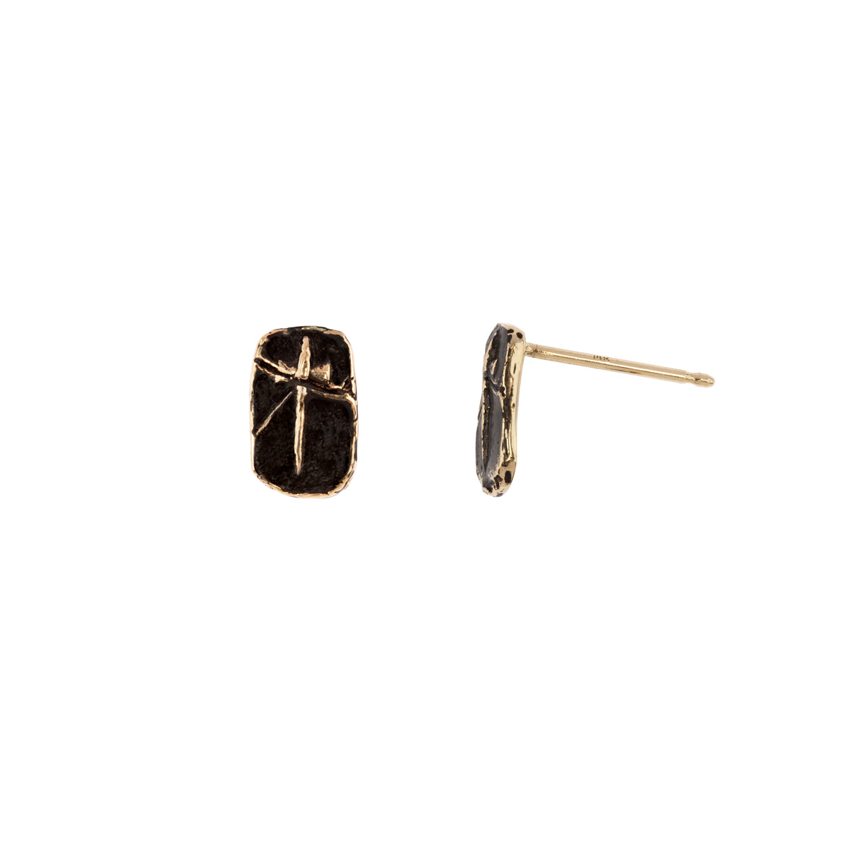 A set of 14k gold studs with our Dagger talisman.