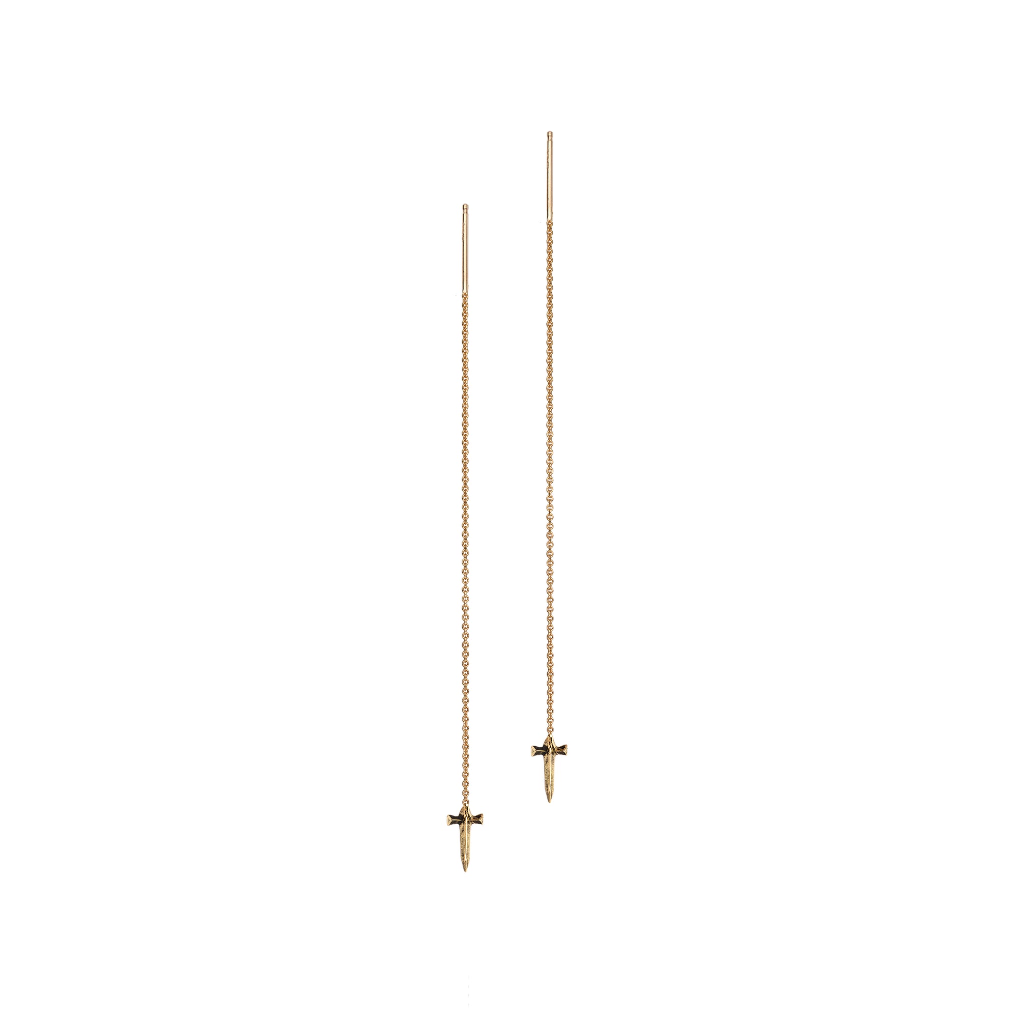 Dagger 14K Gold Symbol Thread Through Earring