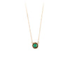 A 14k gold chain featuring a 14k gold faceted emerald.