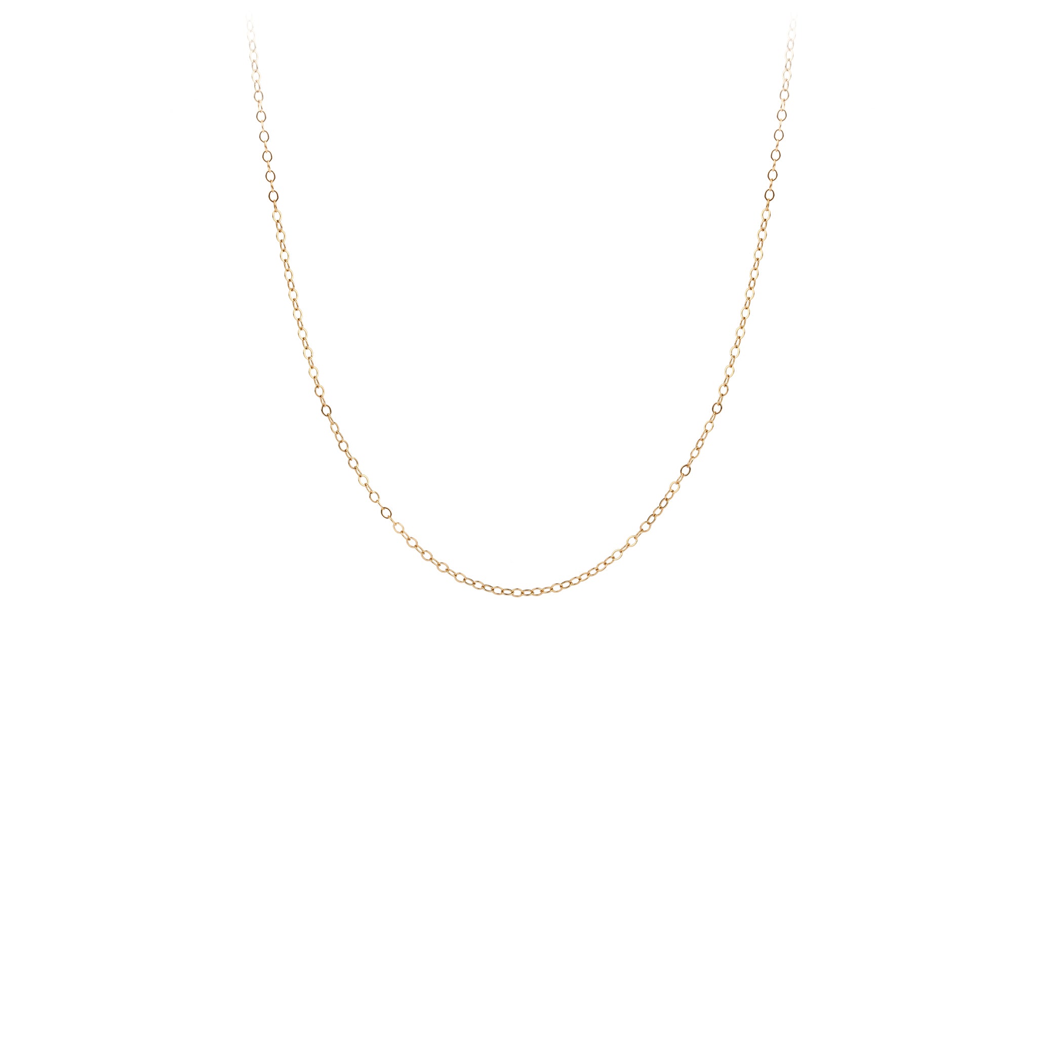 A 14 karat gold chain with extra light flat oval links