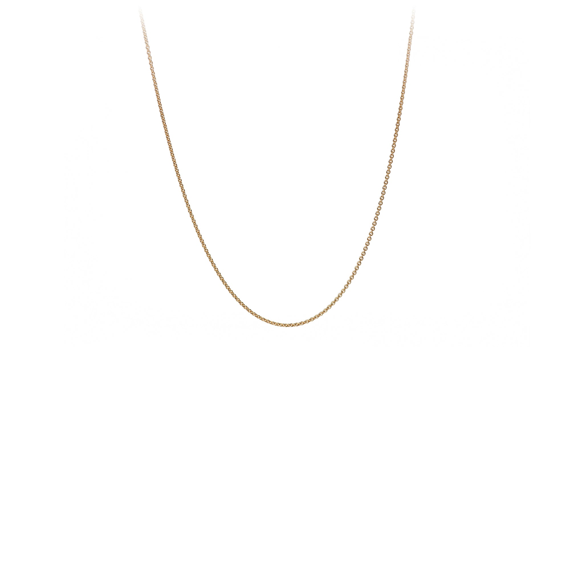 A 14 karat gold chain with fine cable links