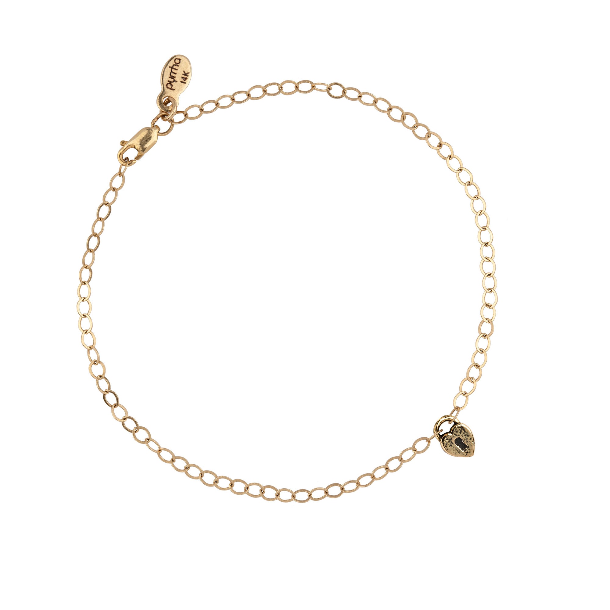 Heart Lock 14K Gold Symbol Chain Bracelet