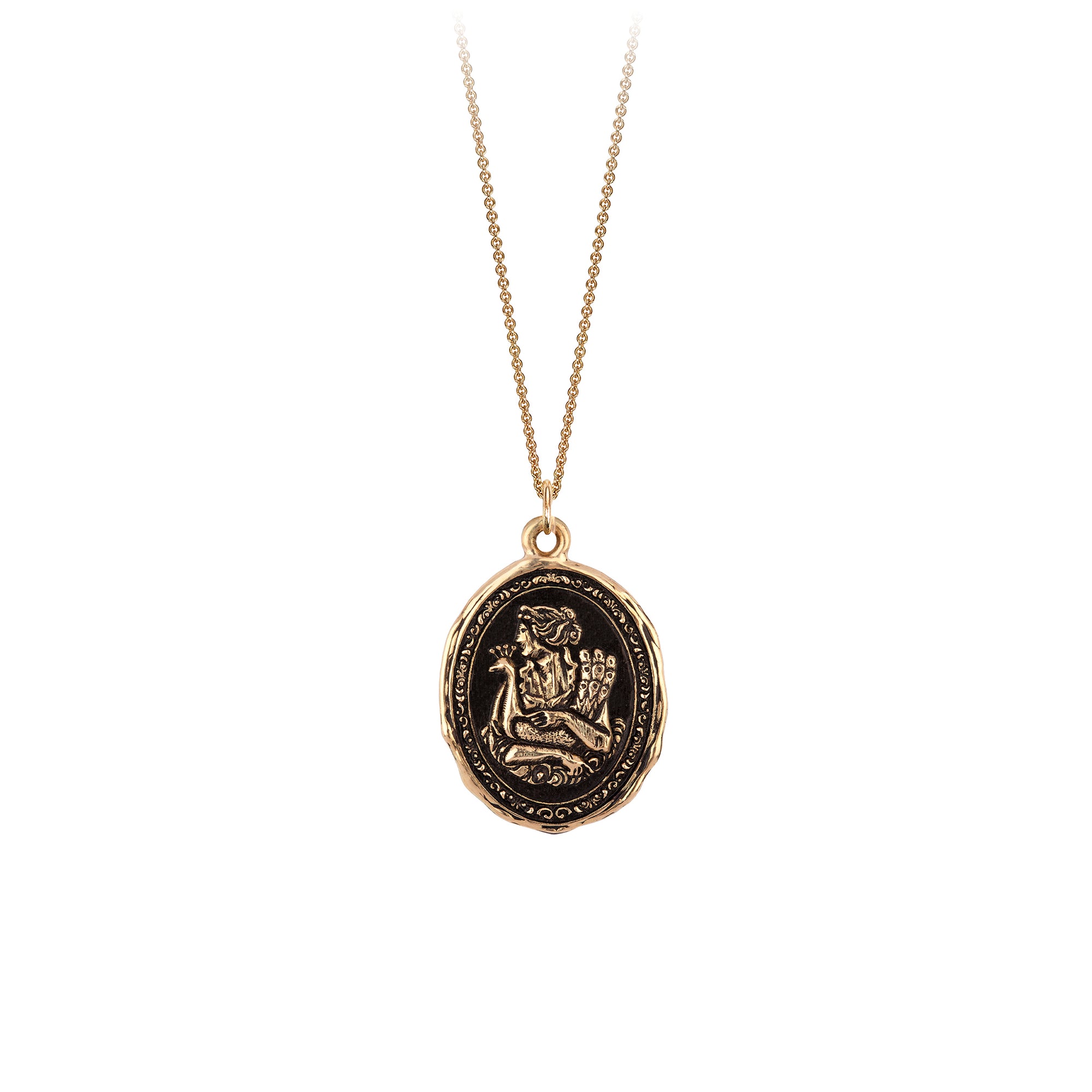 A 14k gold chain featuring our 14k gold Hera goddess talisman.