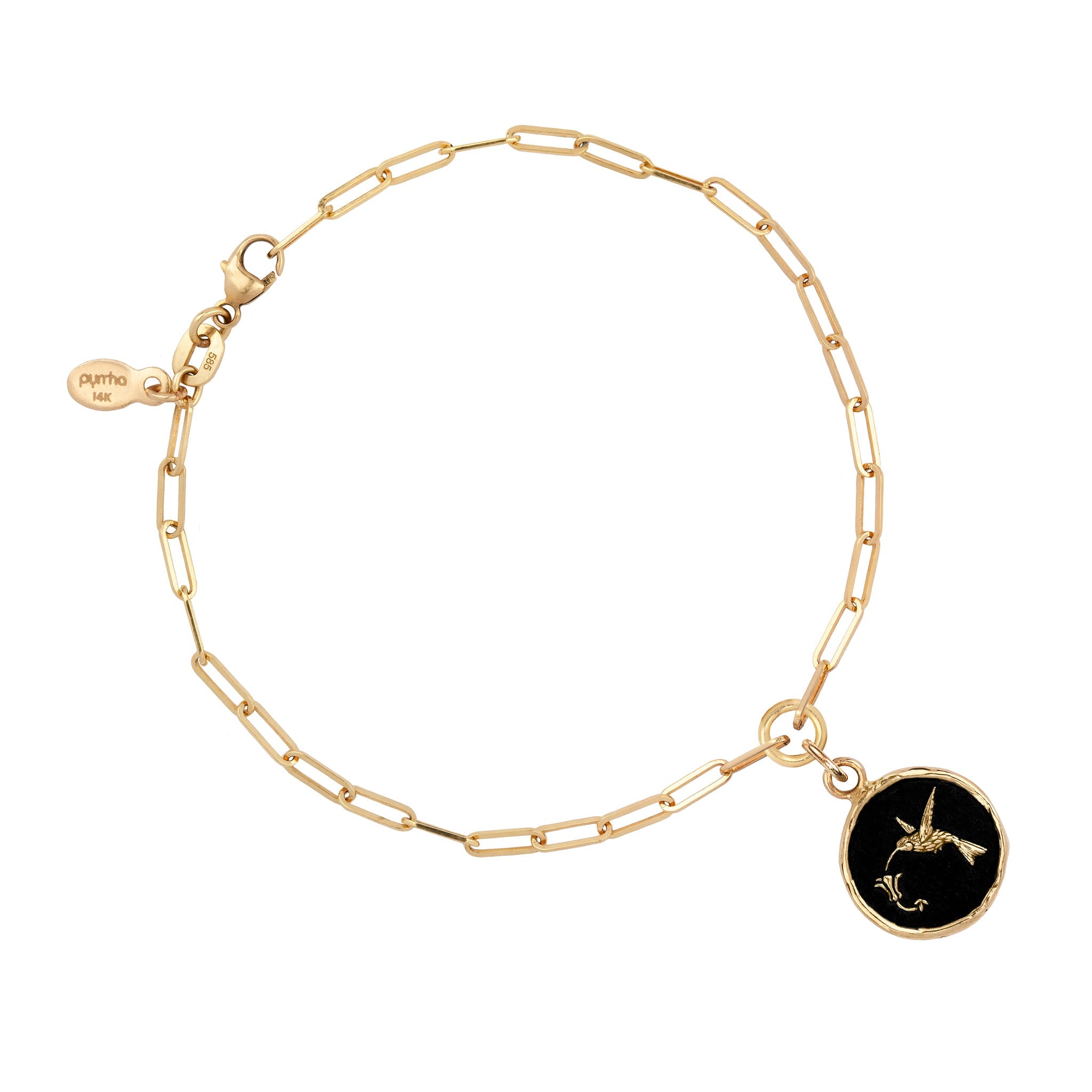 Hummingbird 14K Gold Long Link Paperclip Chain Bracelet