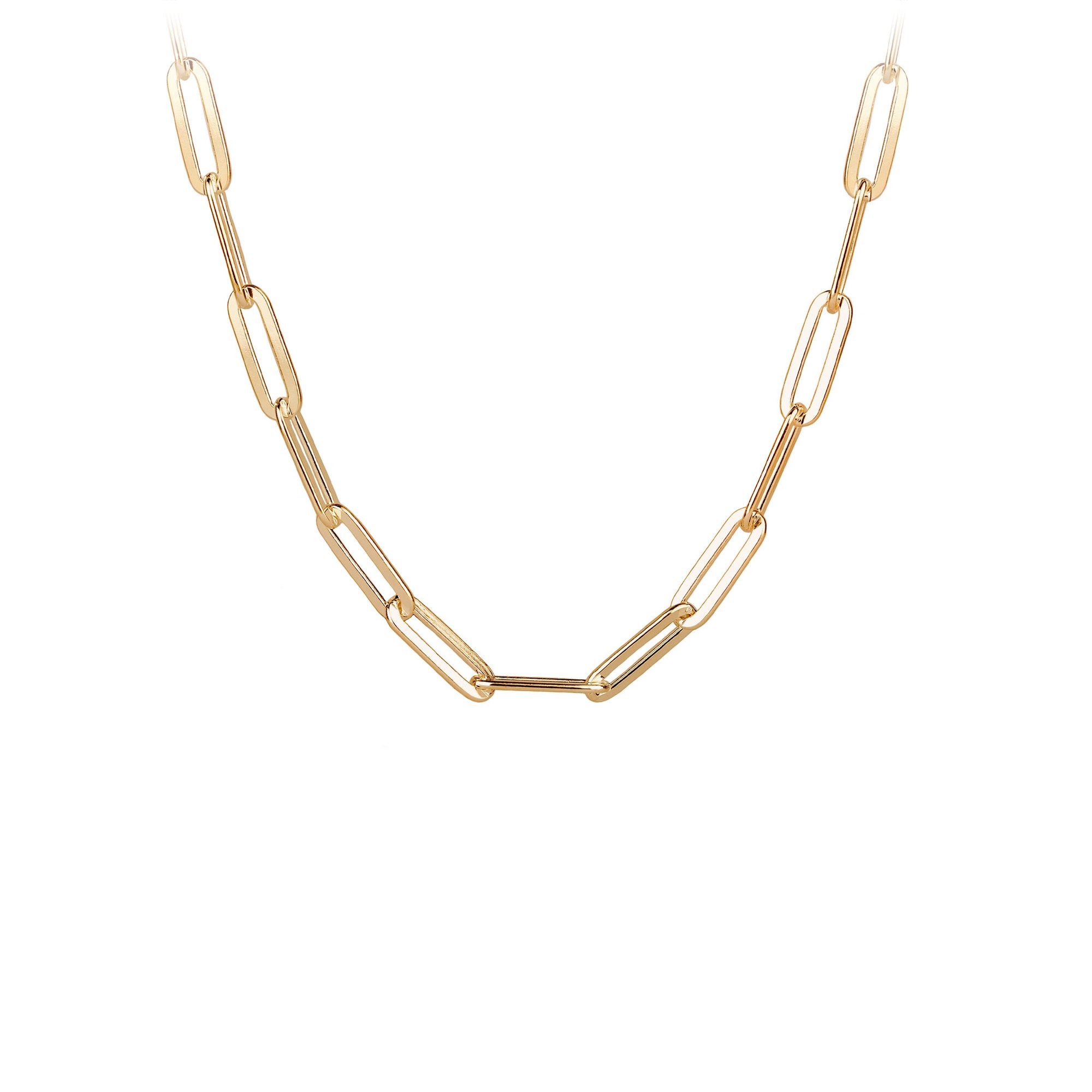 14K Gold Large Hollow Paperclip Chain