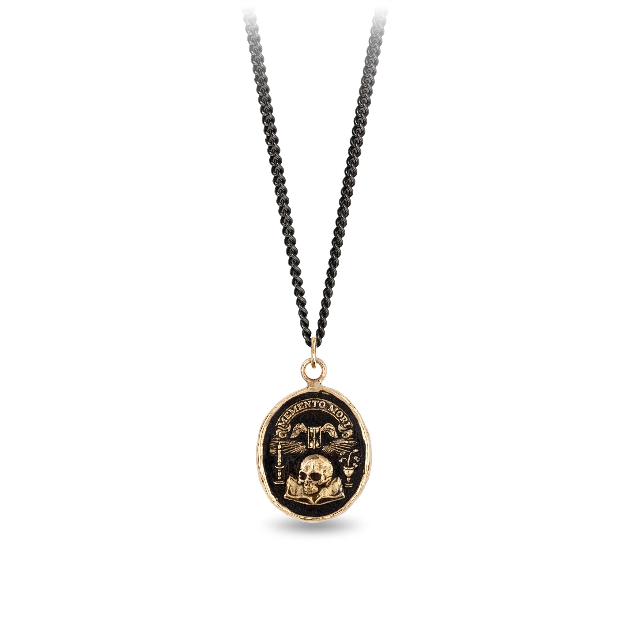 Memento Mori 14K Gold Talisman Black Sterling Silver 16