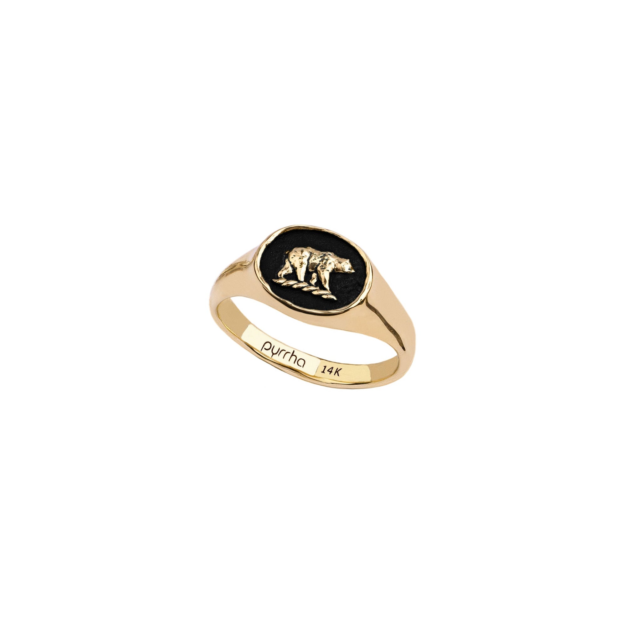 Mother Bear 14K Gold Signet Ring