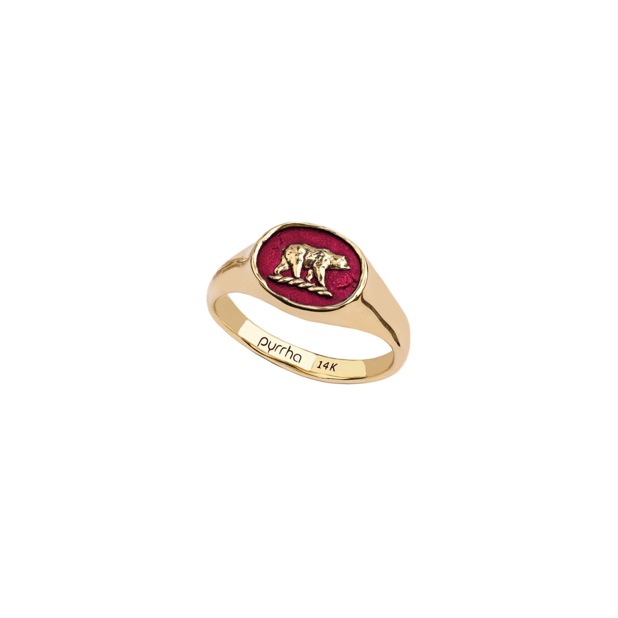 Mother Bear 14K Gold Signet Ring - True Colors