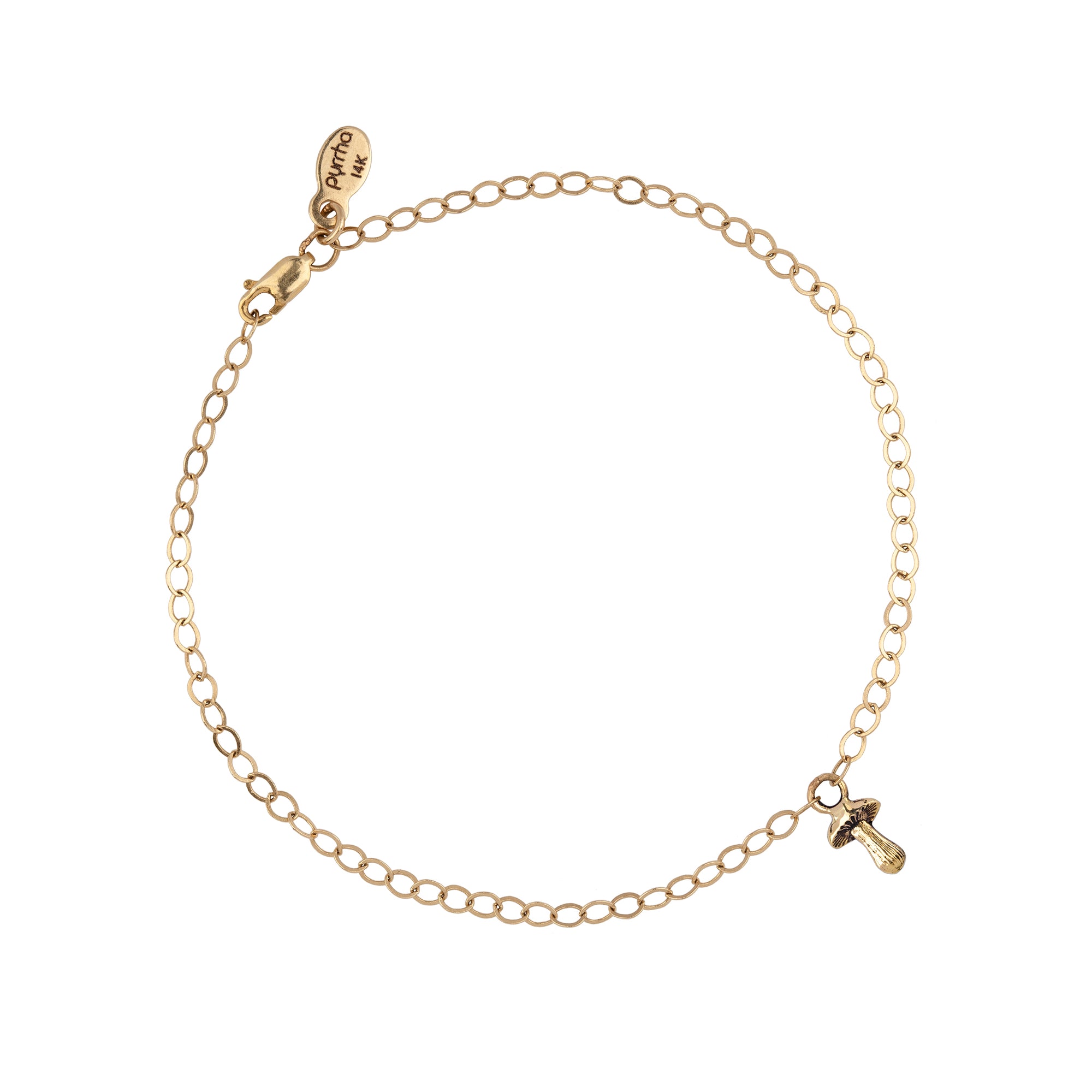 Mushroom 14K Gold Symbol Chain Bracelet
