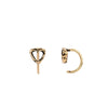 A set of tiny 14k gold hug earrings with an open shield design.