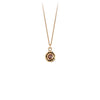 A 14k gold chain featuring a small 14k gold faceted cognac diamond.