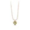 Small 14K Gold Puffed Heart Diamond Set Talisman On Knotted Freshwater Pearl Necklace - True Colors